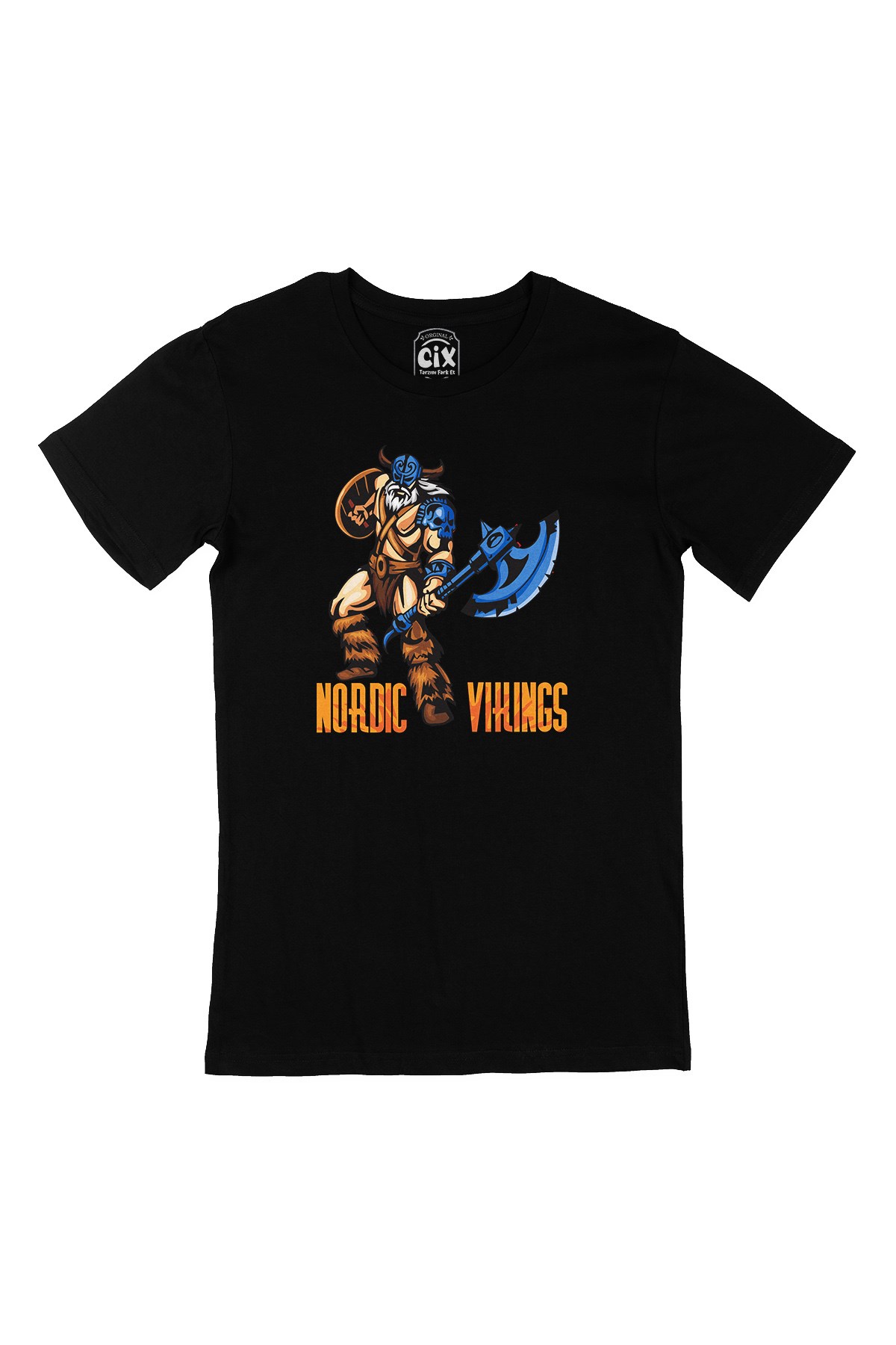 Baltalı Nordic Viking Siyah Tişört