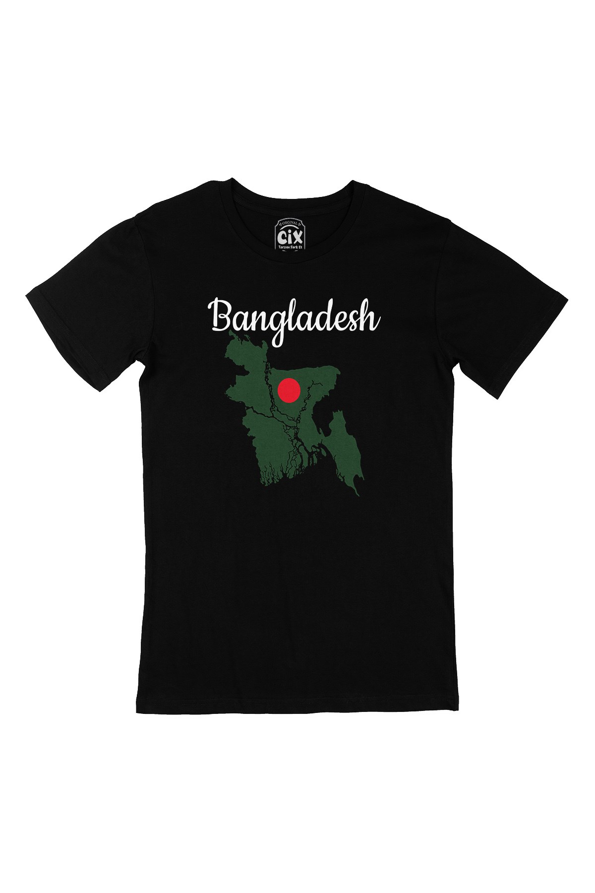 Bangladeş Haritalı ve Bayraklı Siyah Tişört