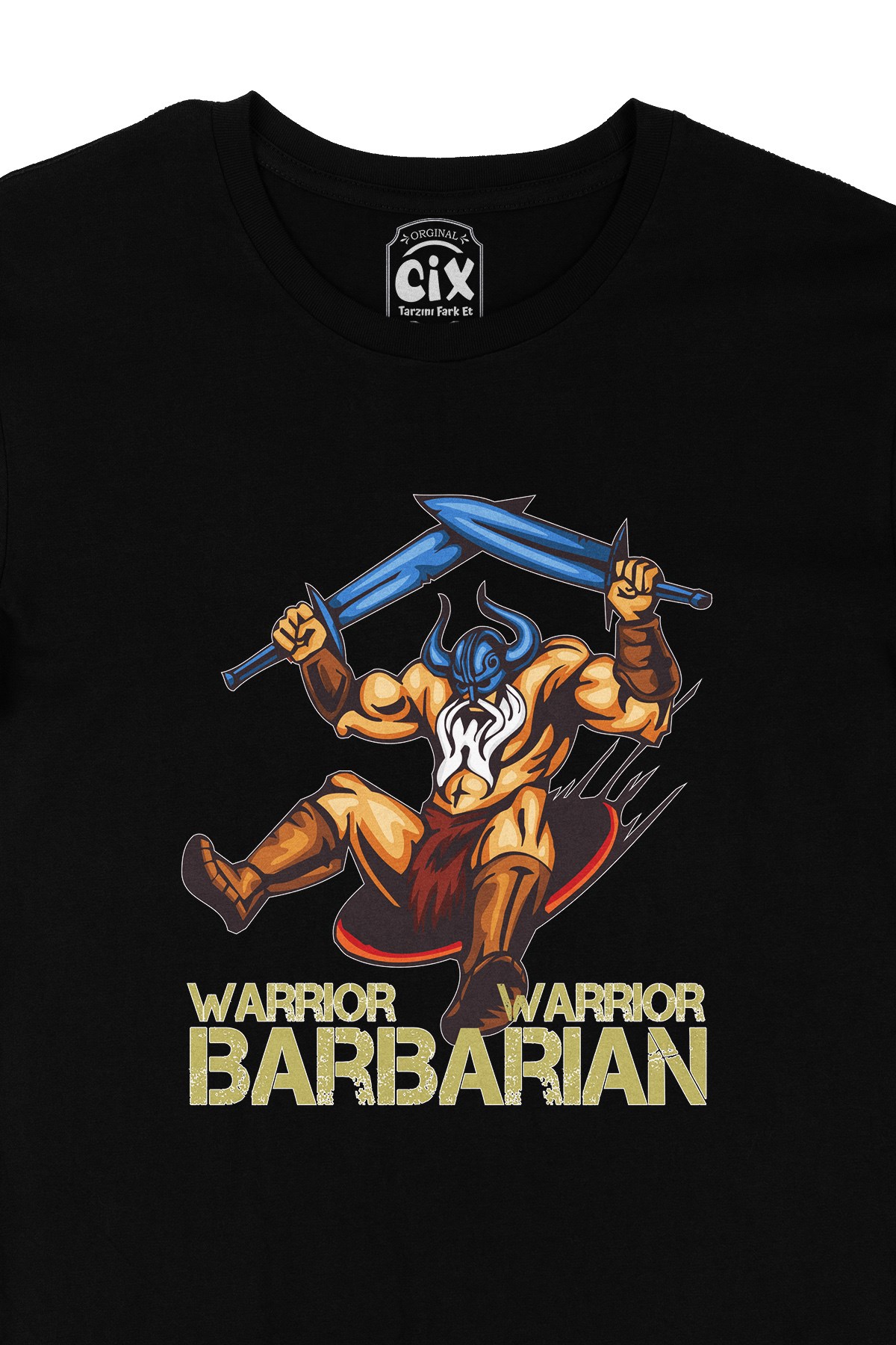 Barbarian Warrior Kılınçlı Siyah Tişört