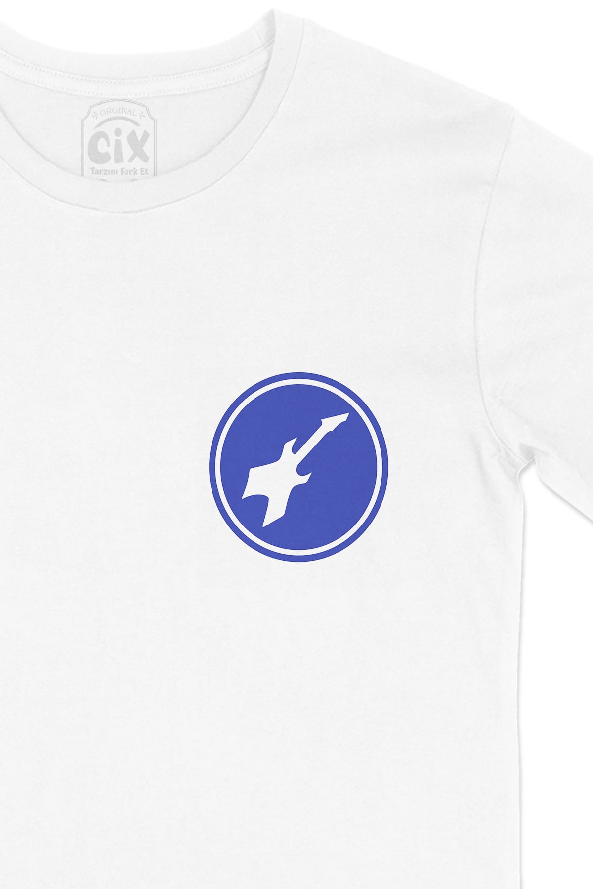 Bass Gitar Cep Logo Tasarımlı Beyaz Tişört