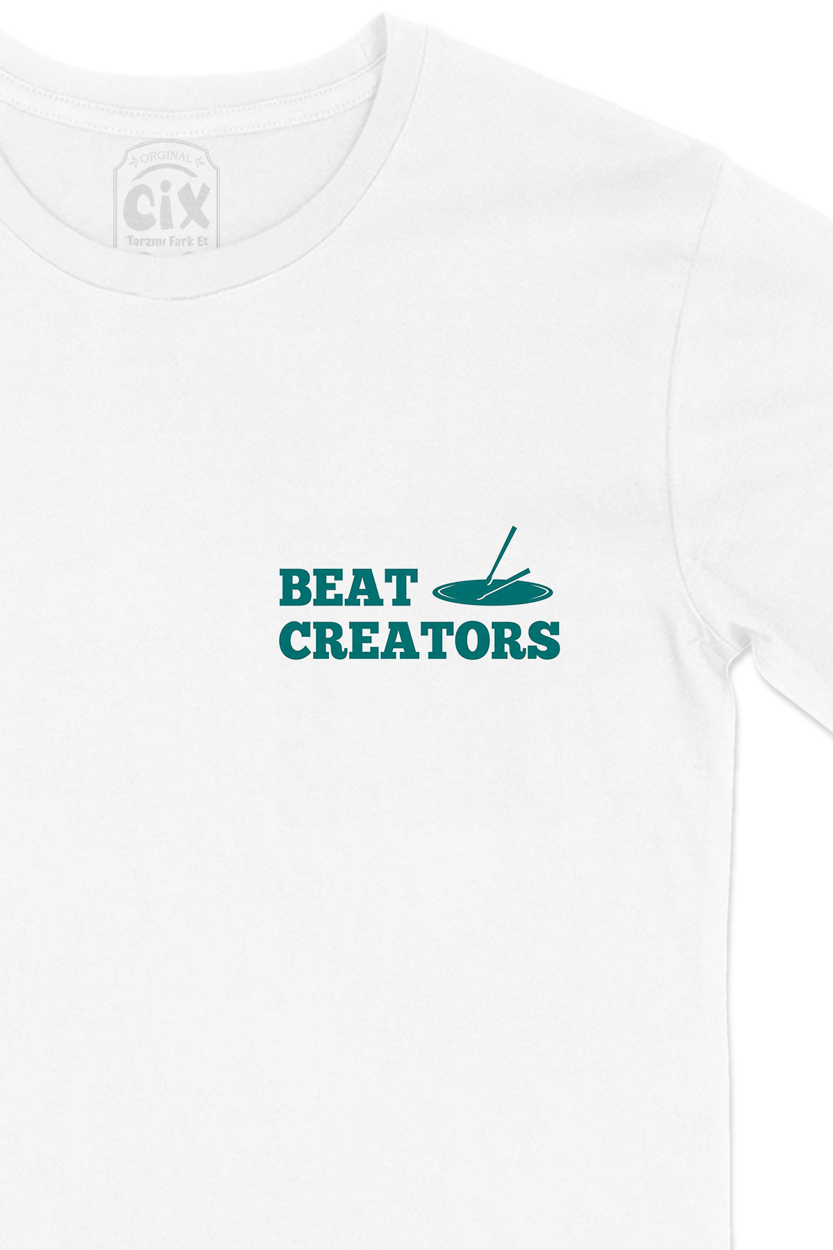 Beat Creators Cep Logo Tasarımlı Beyaz Tişört