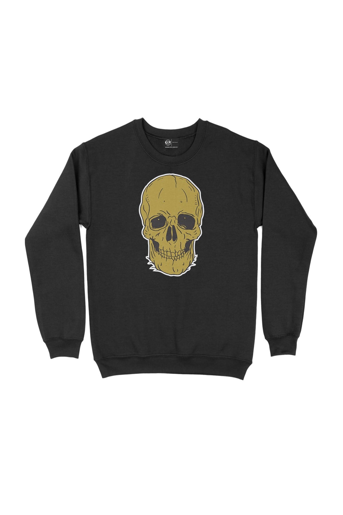 Beyaz Kuru Kafalı Siyah Sweatshirt