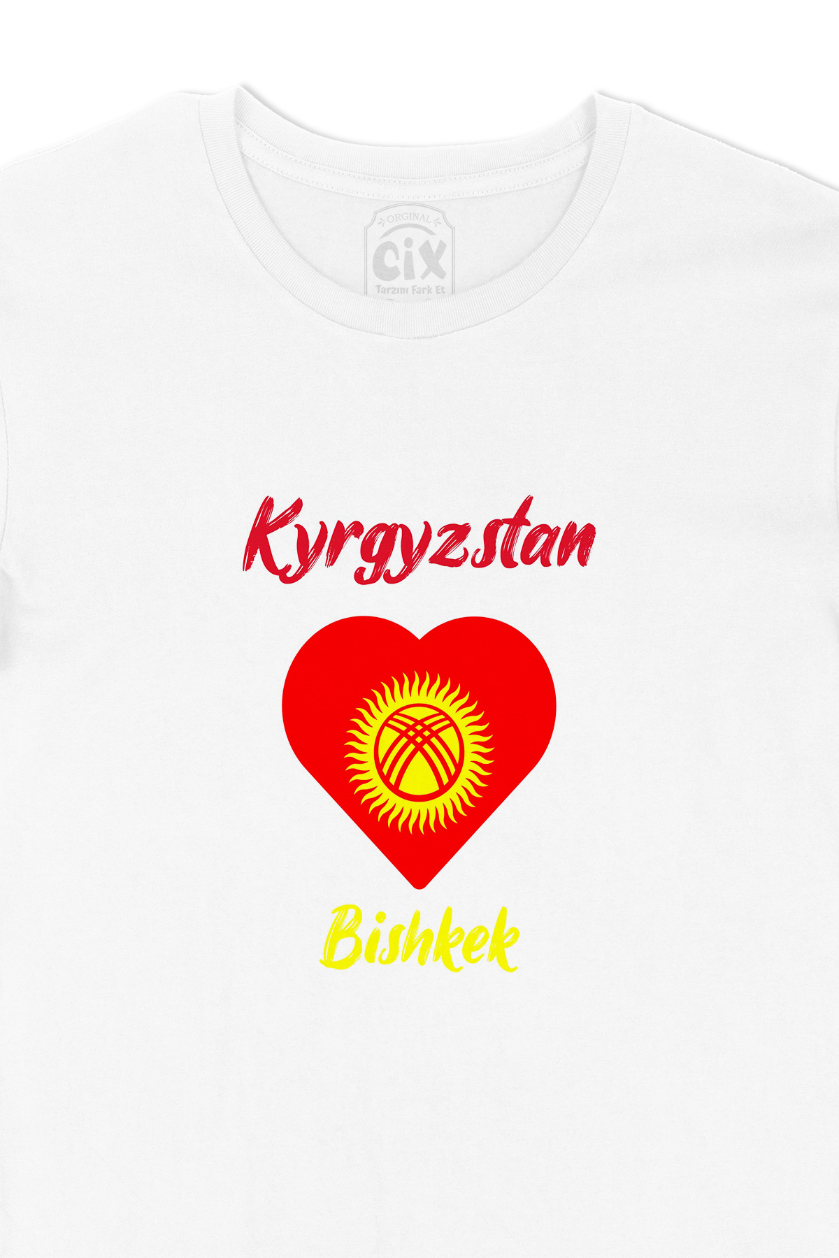 Bişkek Kırgızistan Bayraklı Kalpli Tişört