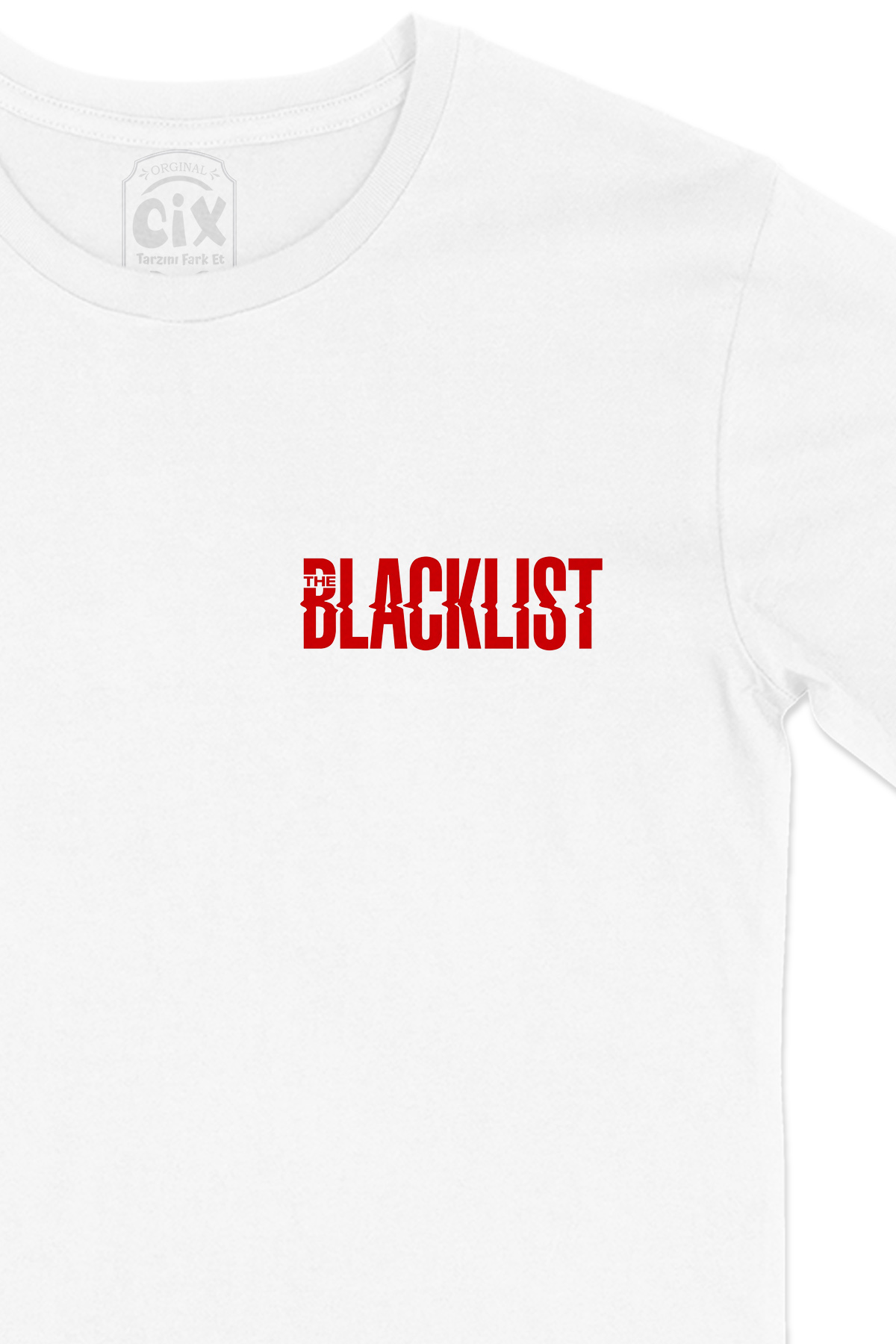 Blacklist Cep Logo Tasarımlı Beyaz Tişört