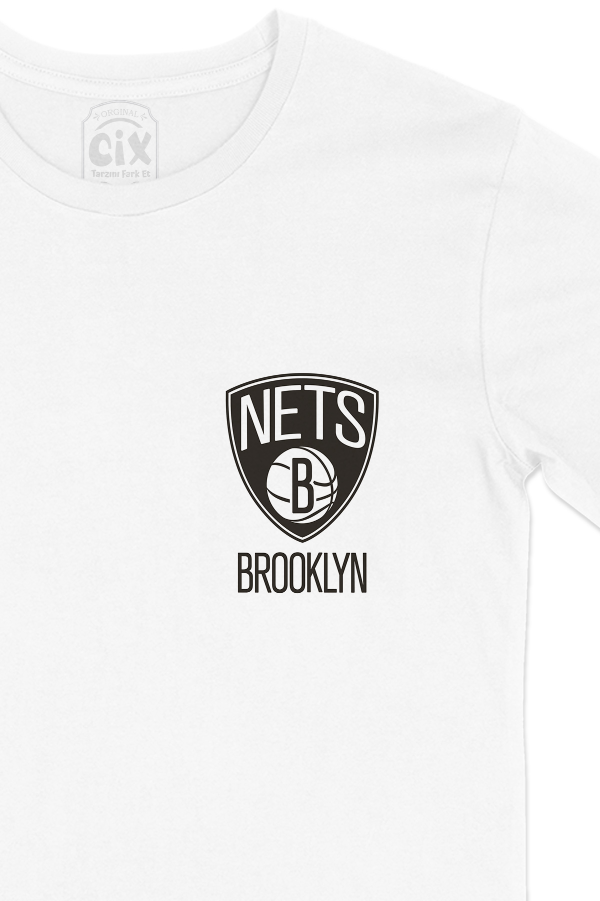 Brooklyn Nets Cep Logo Tasarımlı Beyaz Tişört