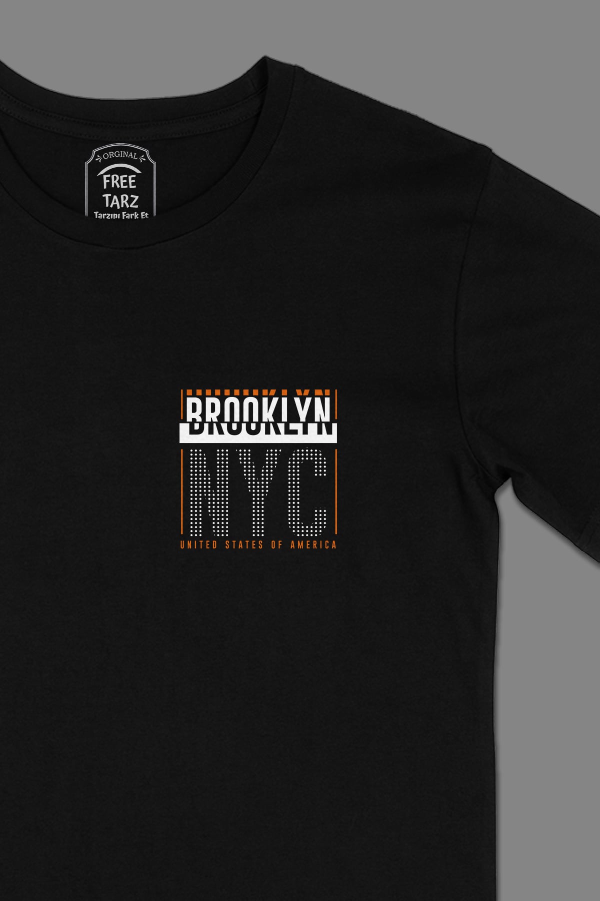 Brooklyn NYC USA Cep Tasarımlı Siyah Tişört