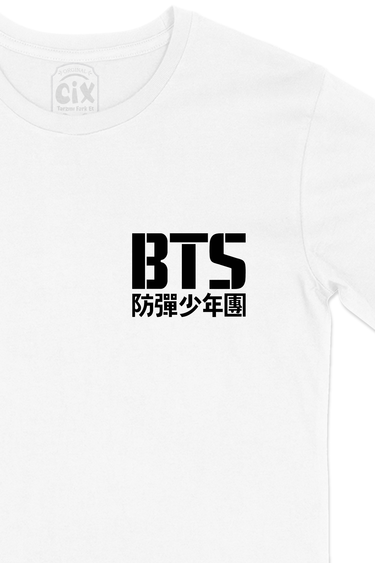 Bts Bangtan Boys Cep Logo Tasarımlı Beyaz Tişört