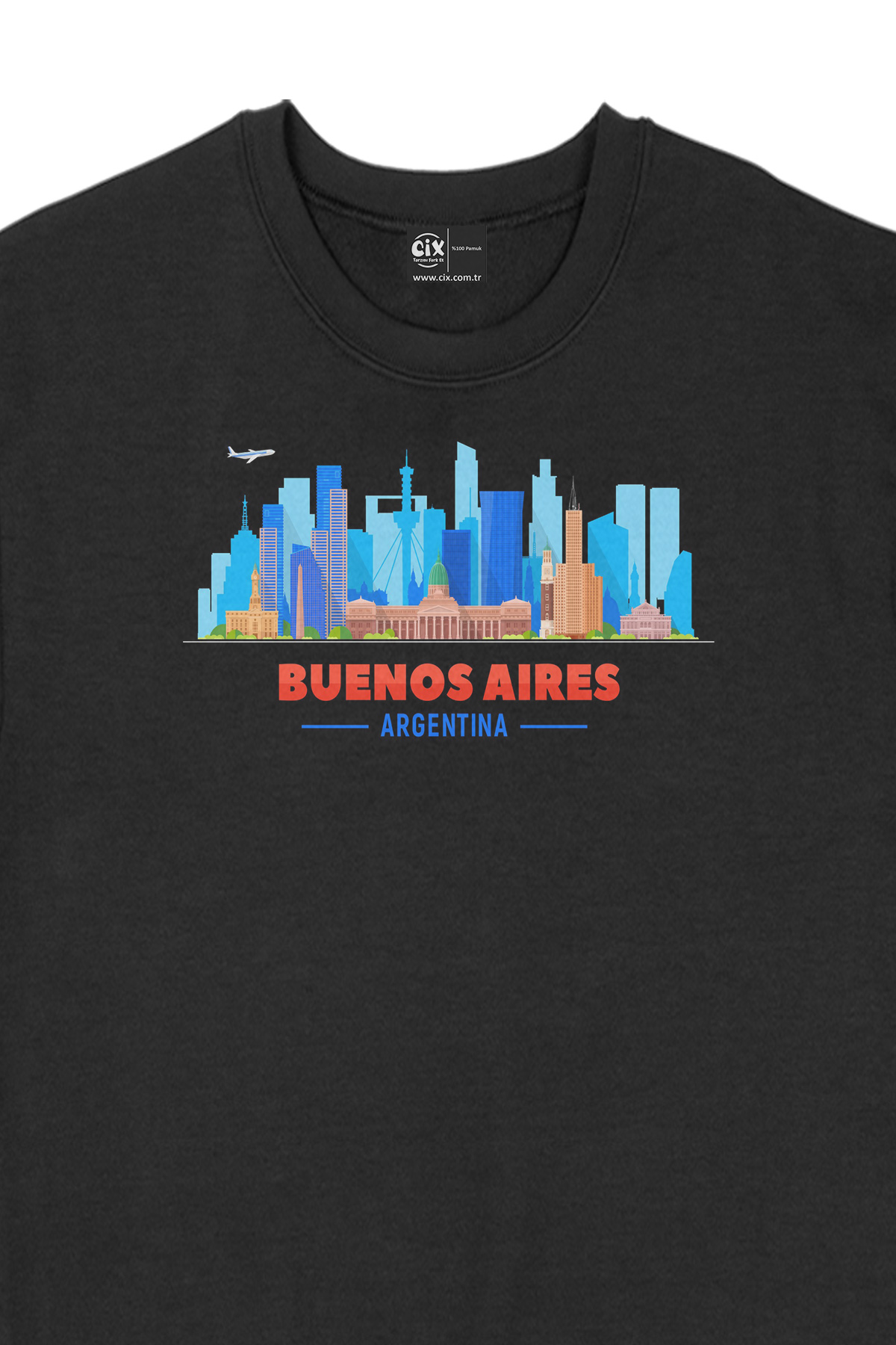Buenos Aires Arjantin Manzaralı Siyah Sweatshirt