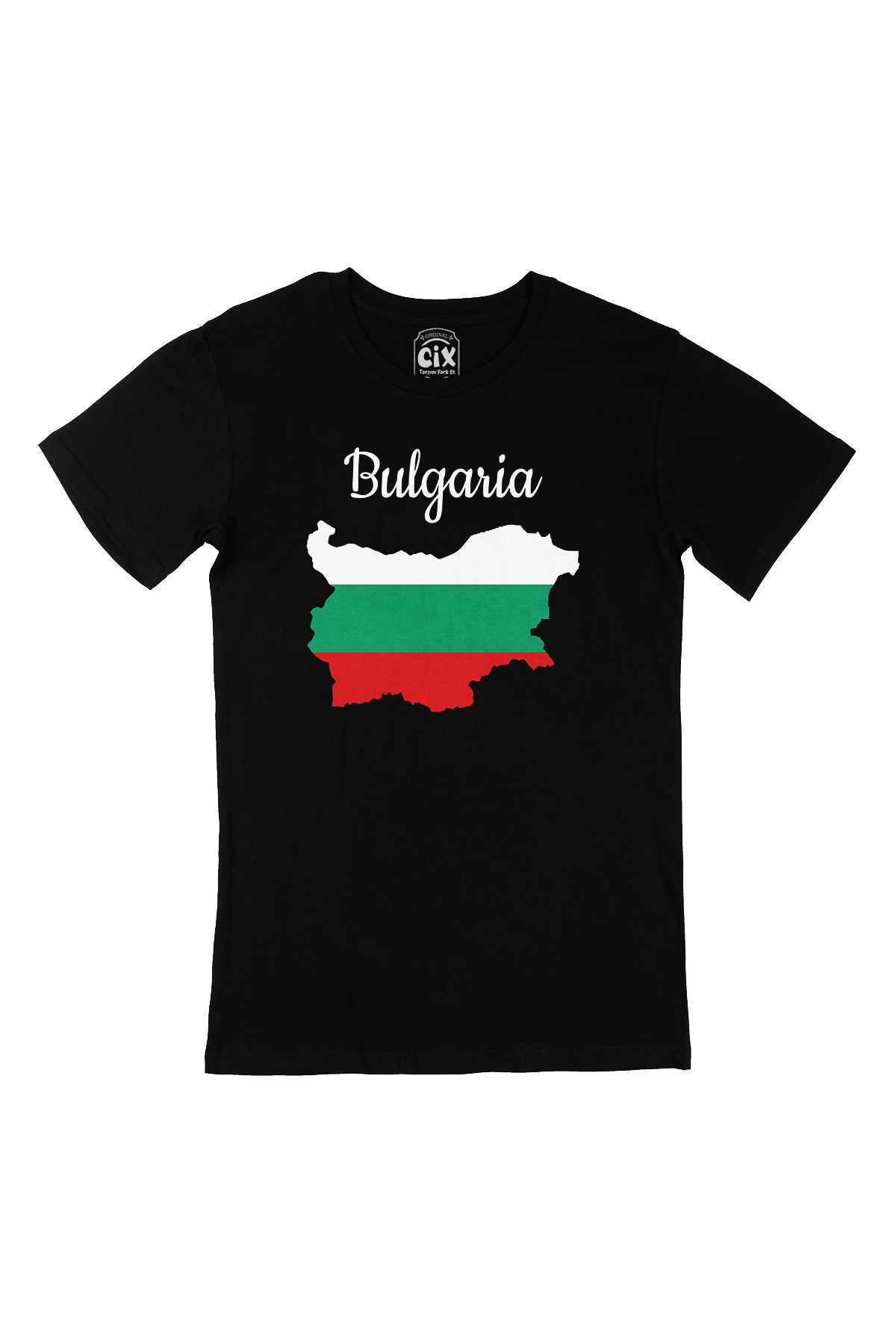 Bulgaristan Haritalı ve Bayraklı Siyah Tişört