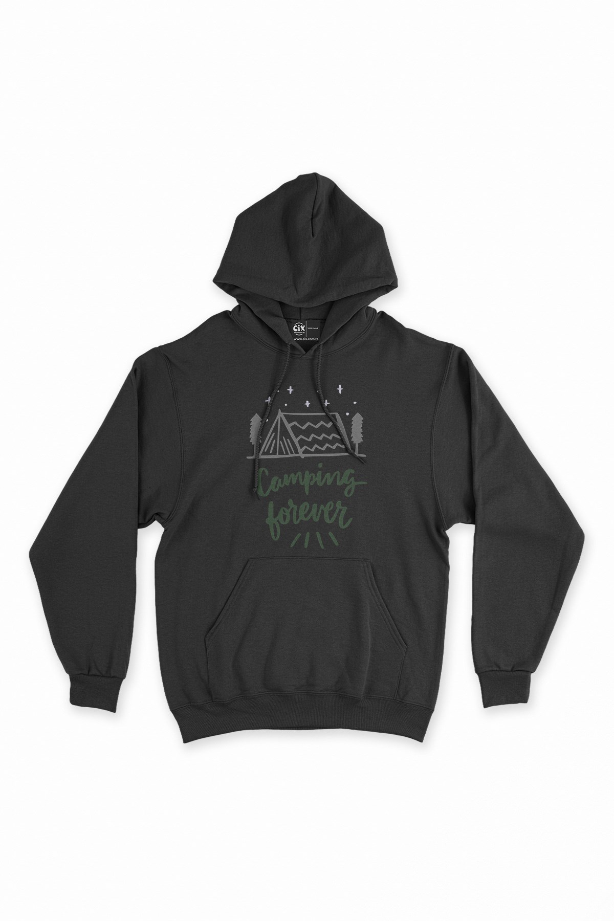 Camping Forever Siyah Kapşonlu Sweatshirt Hoodie