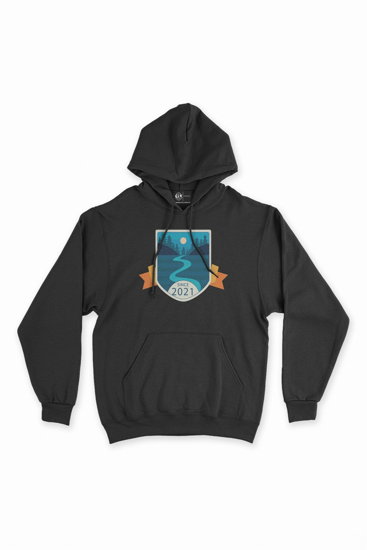 Camping Since 2021 Siyah Kapşonlu Sweatshirt Hoodie