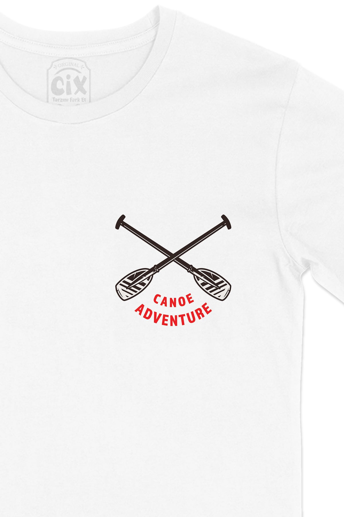Canoe Adventure Cep Logo Tasarımlı Beyaz Tişört