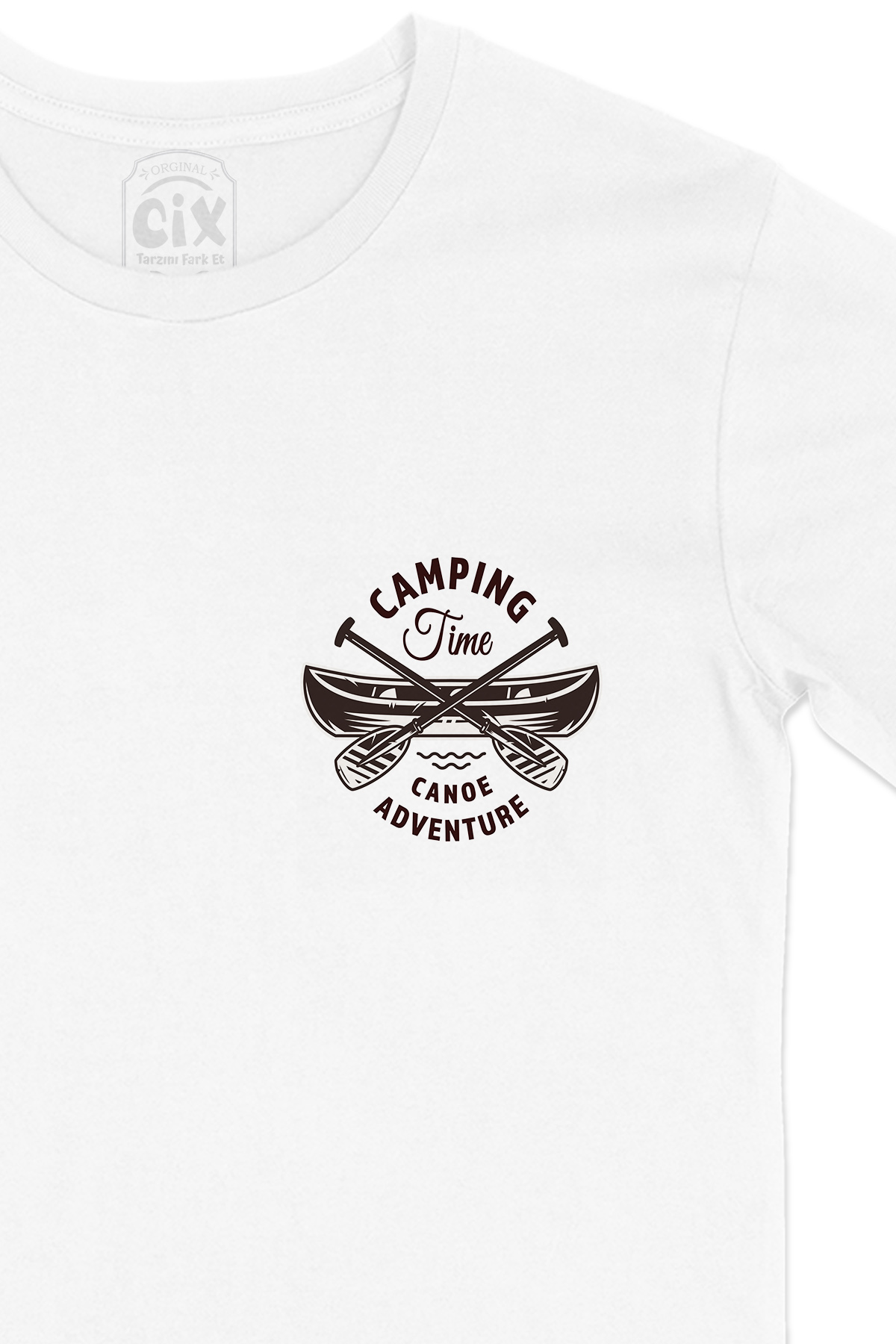 Canoe Time Cep Logo Tasarımlı Beyaz Tişört