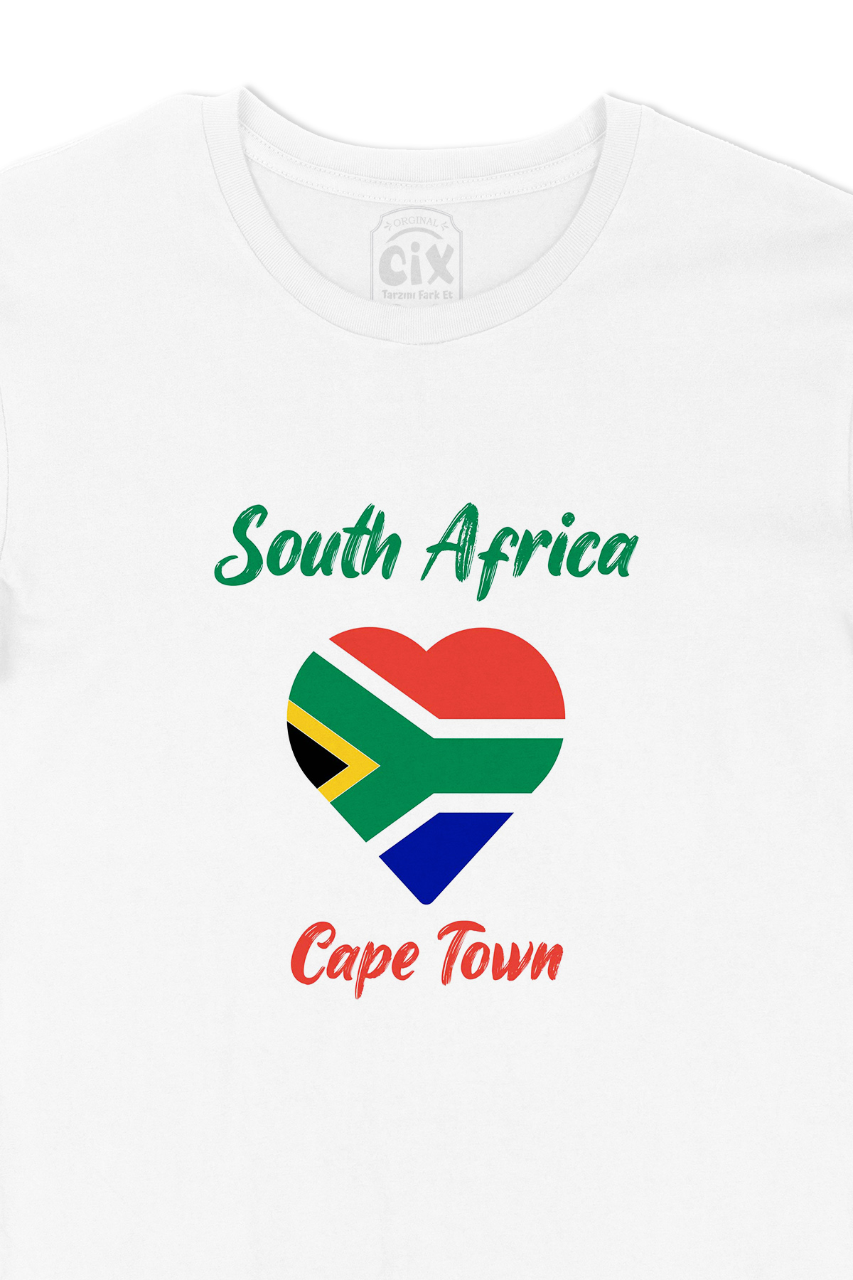 Cape Town Güney Afrika Bayraklı Kalpli Tişört