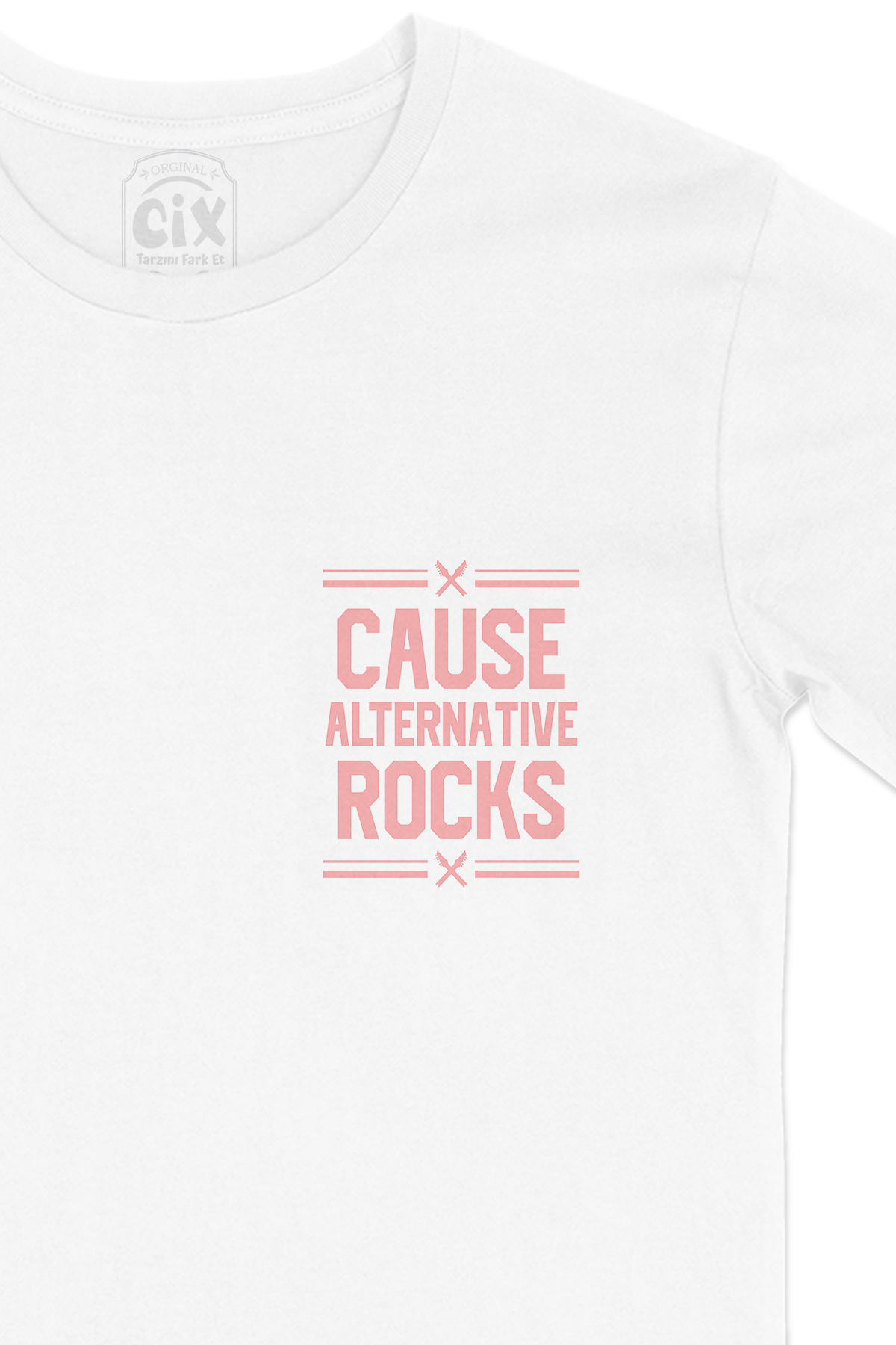 Cause Alternative Rocks Cep Logo Tasarımlı Beyaz Tişört