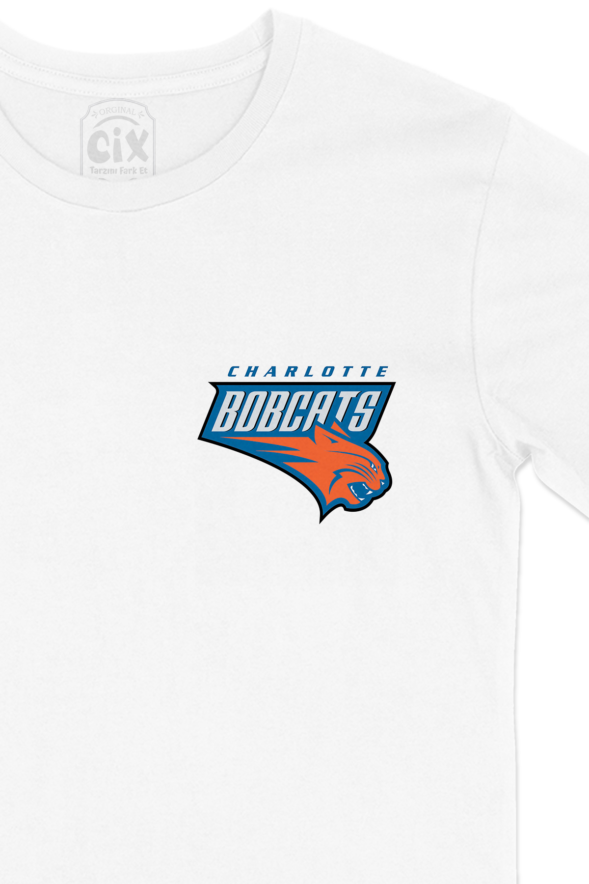 Charlotte Bobcats Cep Logo Tasarımlı Beyaz Tişört