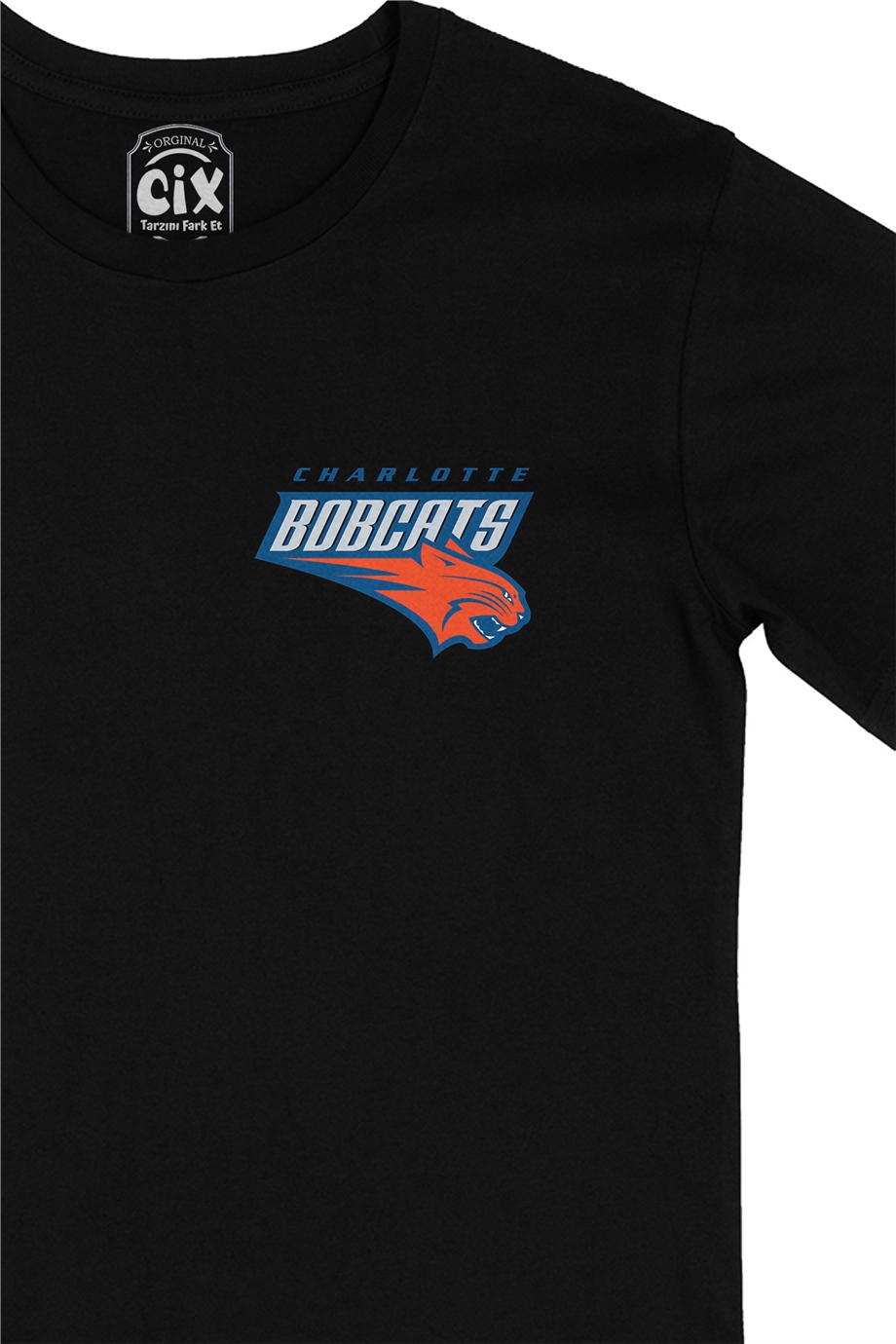 Charlotte Bobcats Cep Logo Tasarımlı Siyah Tişört