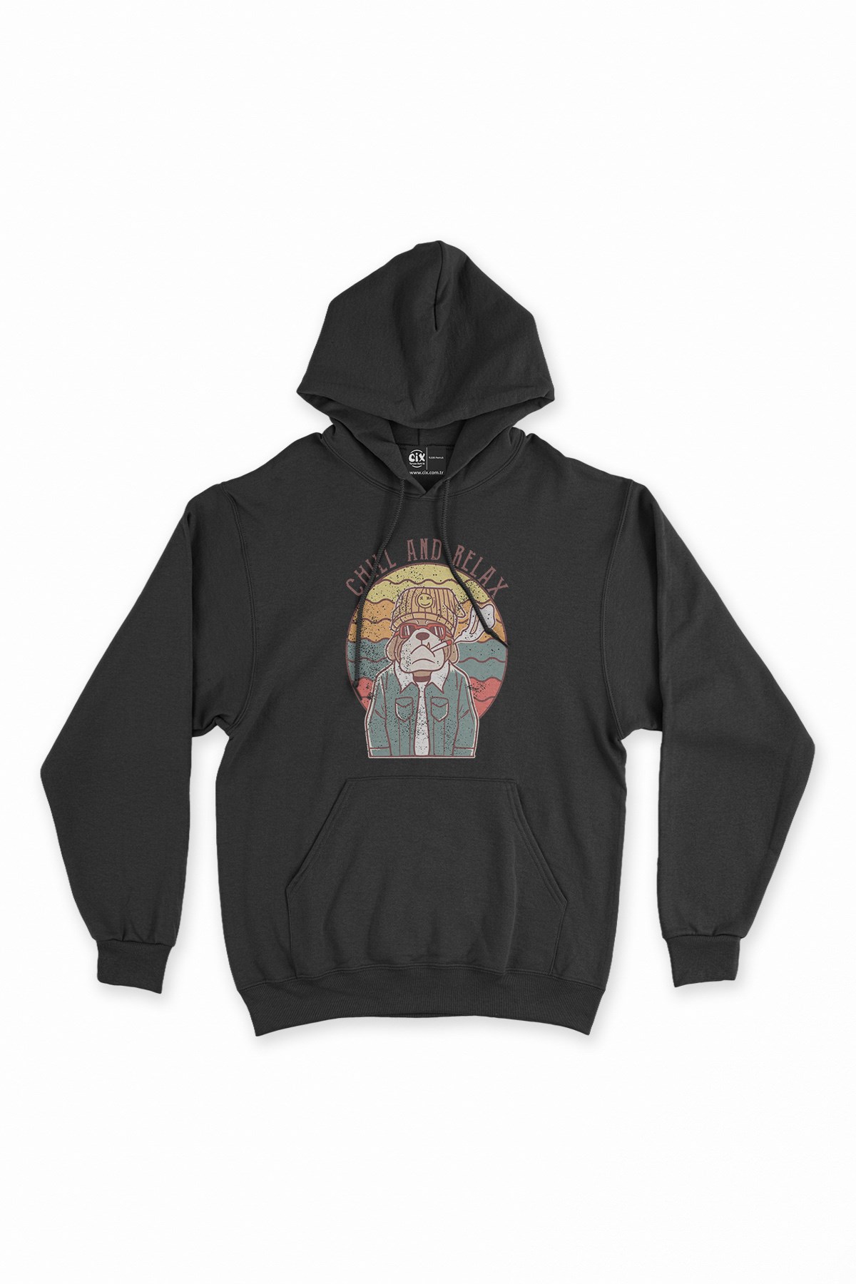 Chill And Relax Siyah Kapşonlu Sweatshirt Hoodie