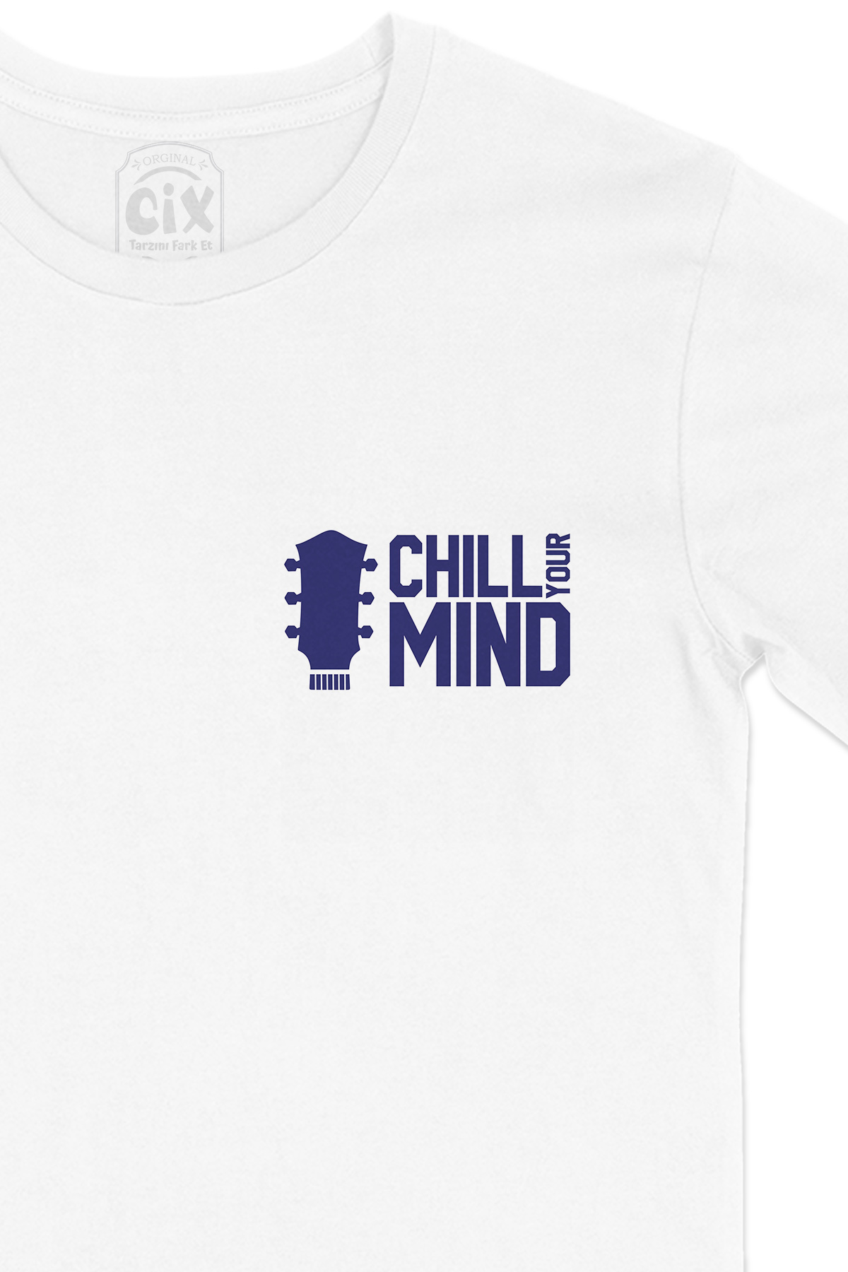 Chill Your Mind Cep Logo Tasarımlı Beyaz Tişört