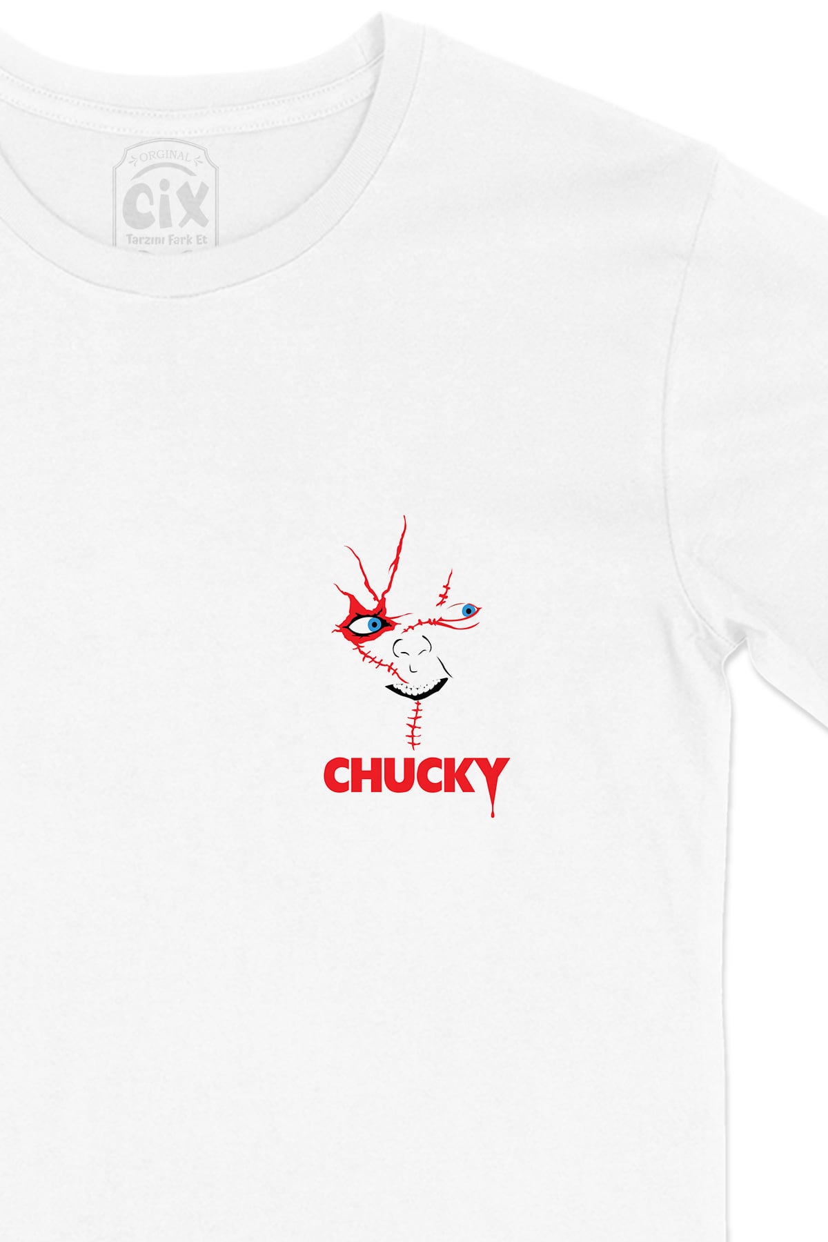 Chucky Cep Logo Tasarımlı Beyaz Tişört
