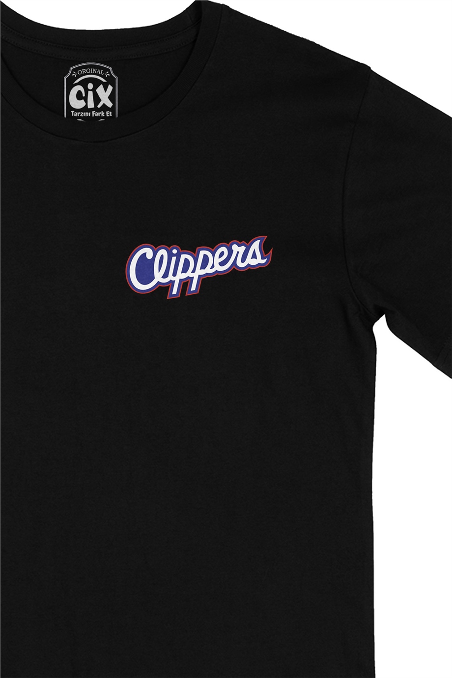 Clippers Cep Logo Tasarımlı Siyah Tişört