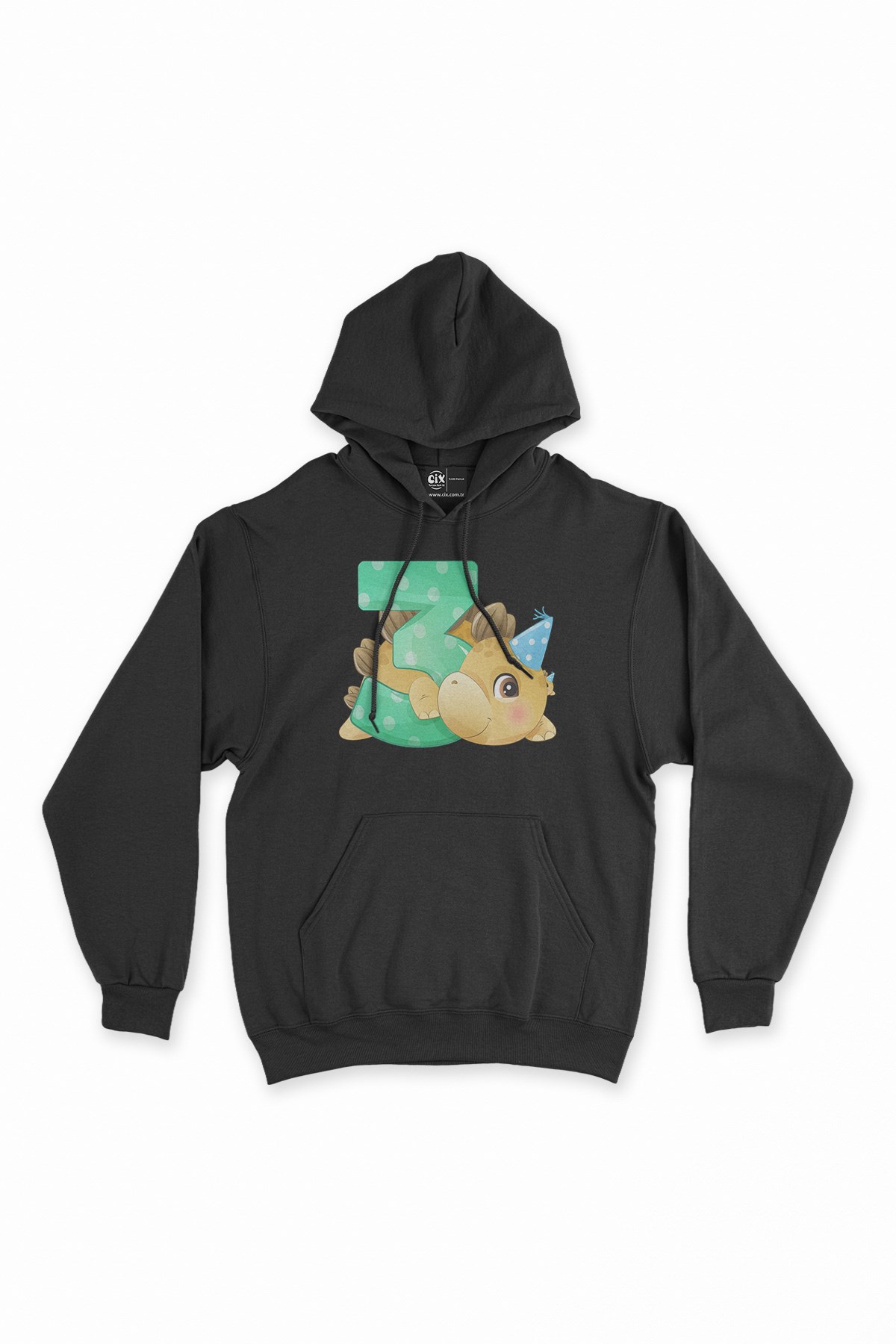 Çocuğumun 3. Yaşına Özel  Siyah Kapşonlu Sweatshirt Hoodie