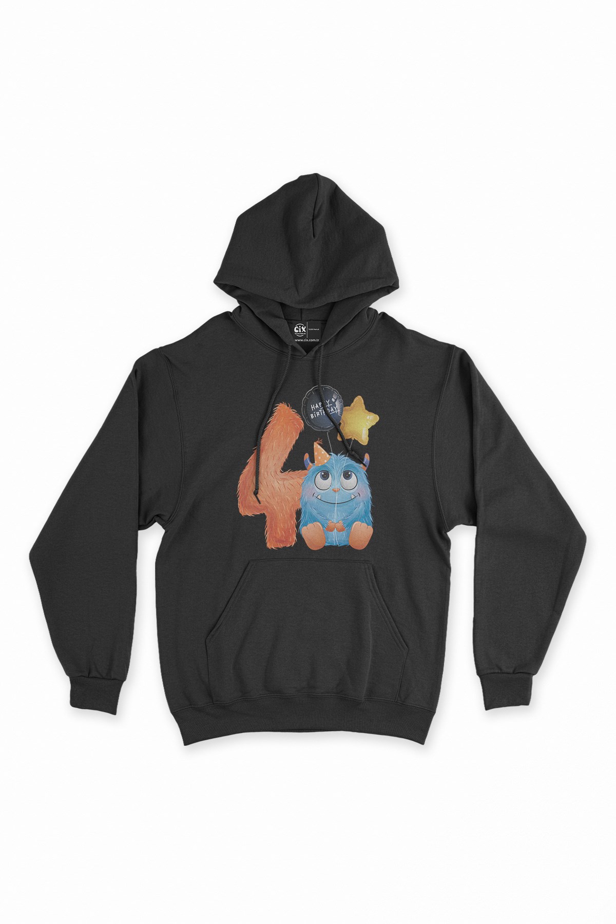 Çocuğumun 4. Yaşına Özel Siyah Kapşonlu Sweatshirt Hoodie