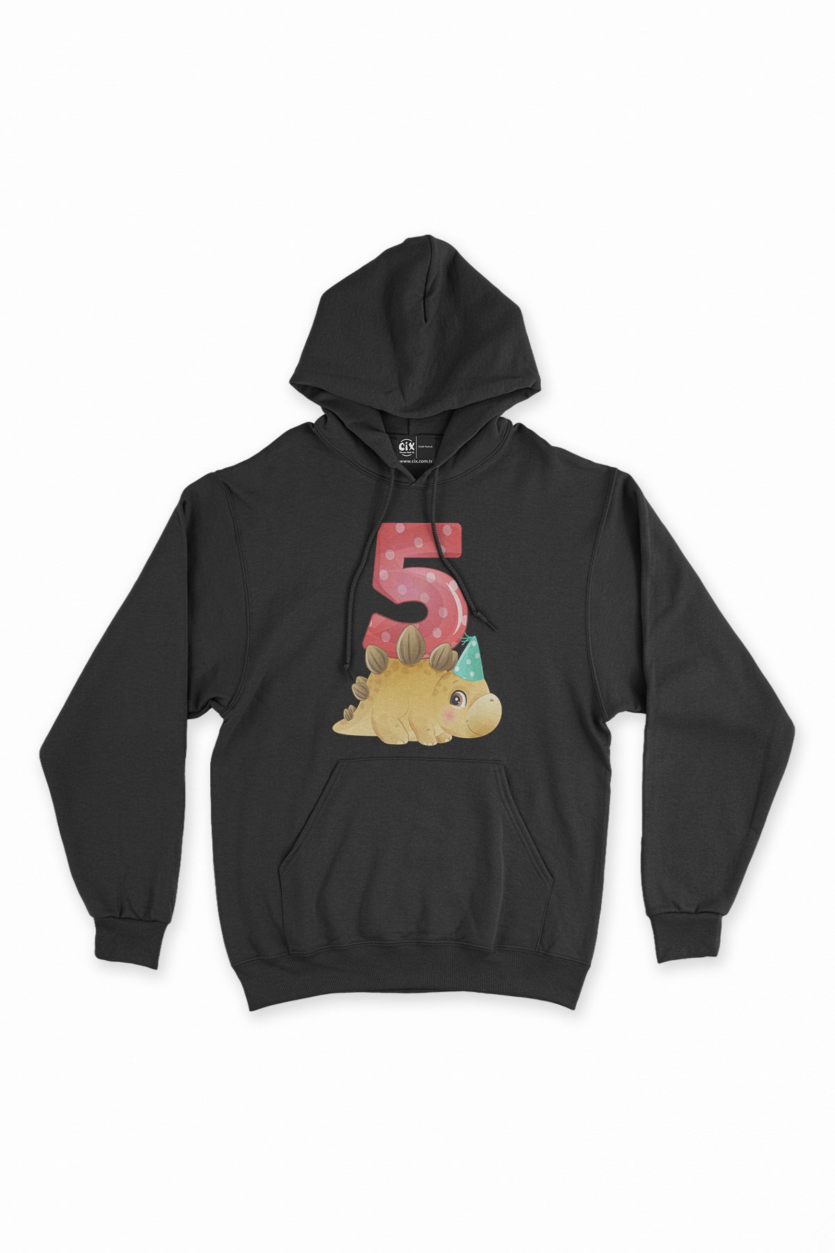 Çocuğumun 5. Yaşına Özel  Siyah Kapşonlu Sweatshirt Hoodie