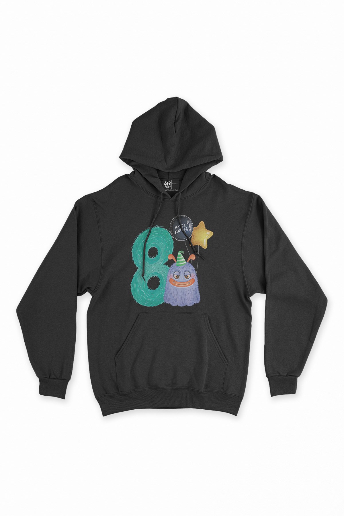 Çocuğumun 8. Yaşına Özel Siyah Kapşonlu Sweatshirt Hoodie