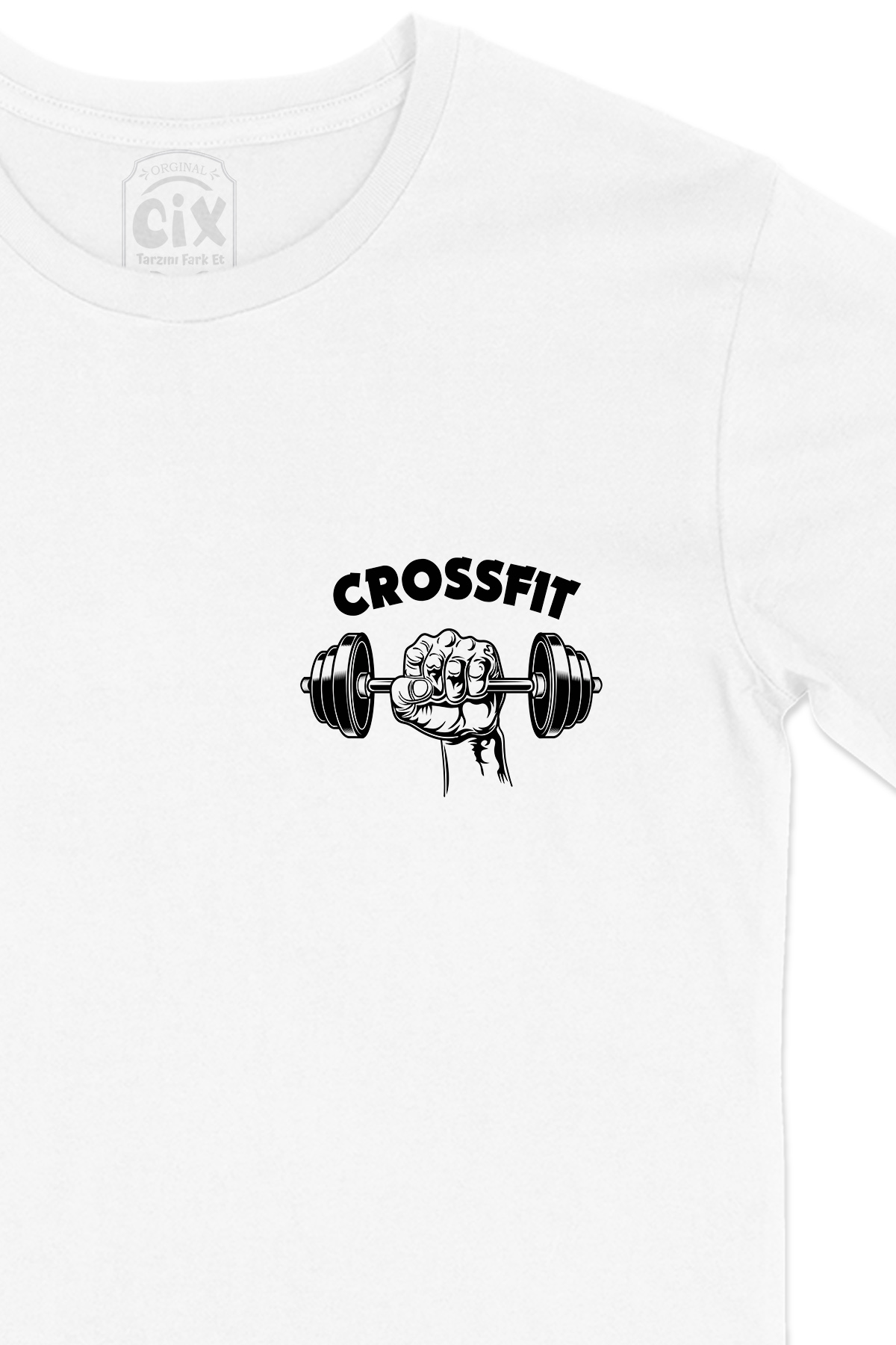 CrossFit Cep Logo Tasarımlı Beyaz Tişört