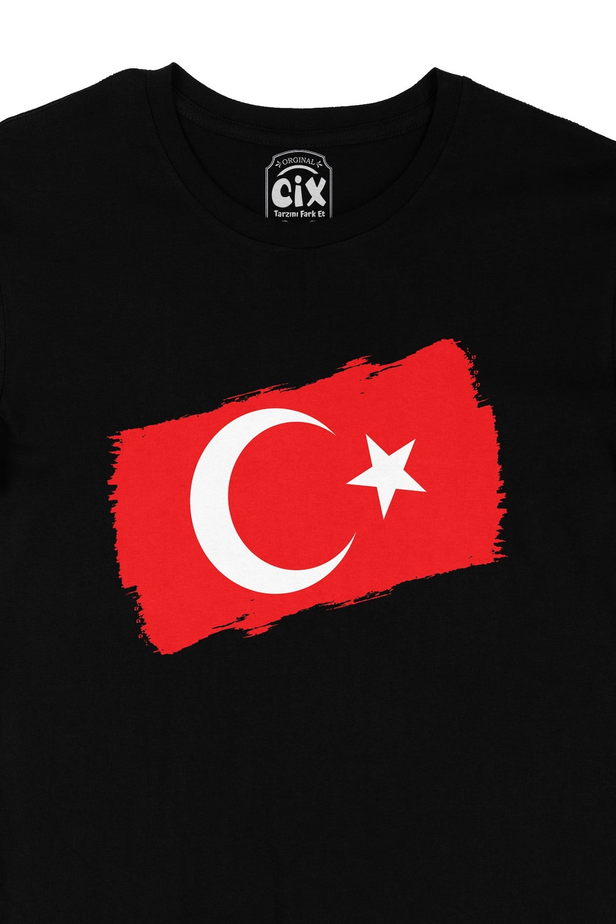 Dikdörtgen Türk Bayraklı Siyah Tişört