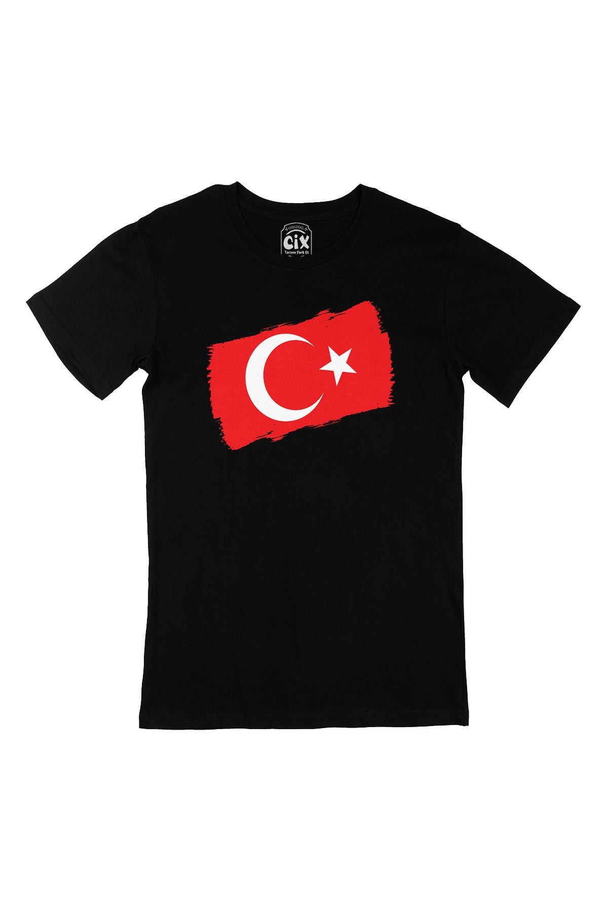 Dikdörtgen Türk Bayraklı Siyah Tişört