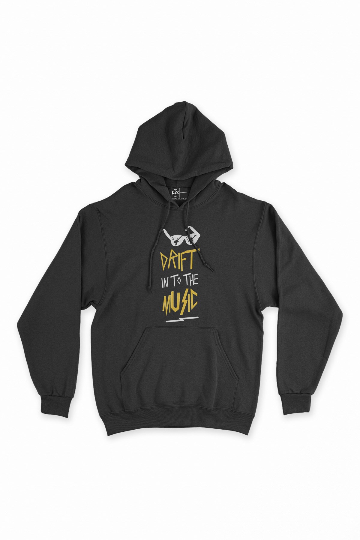 Drift In To The Music Siyah Kapşonlu Sweatshirt Hoodie