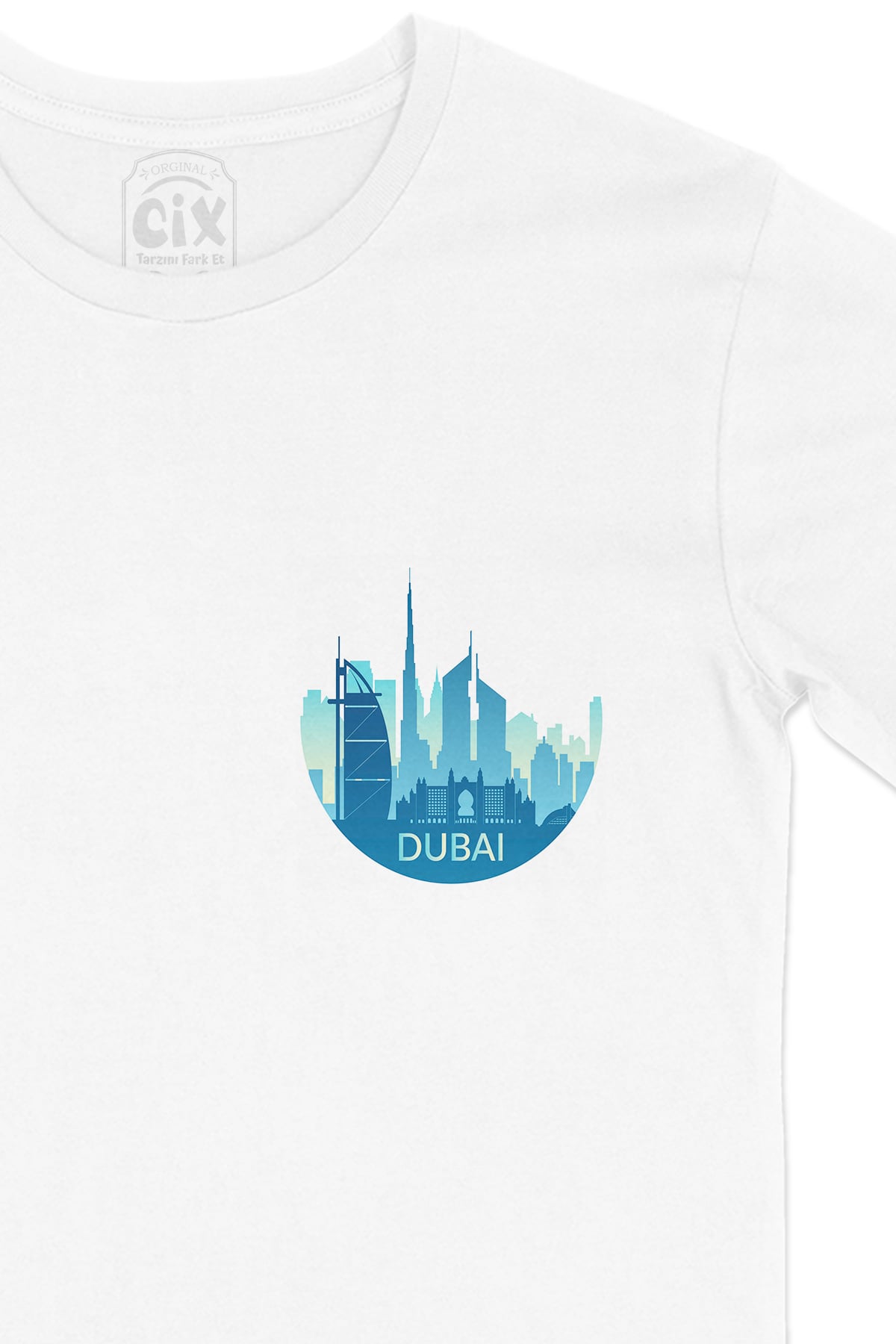 Dubai Cep Logo Tasarımlı Beyaz Tişört