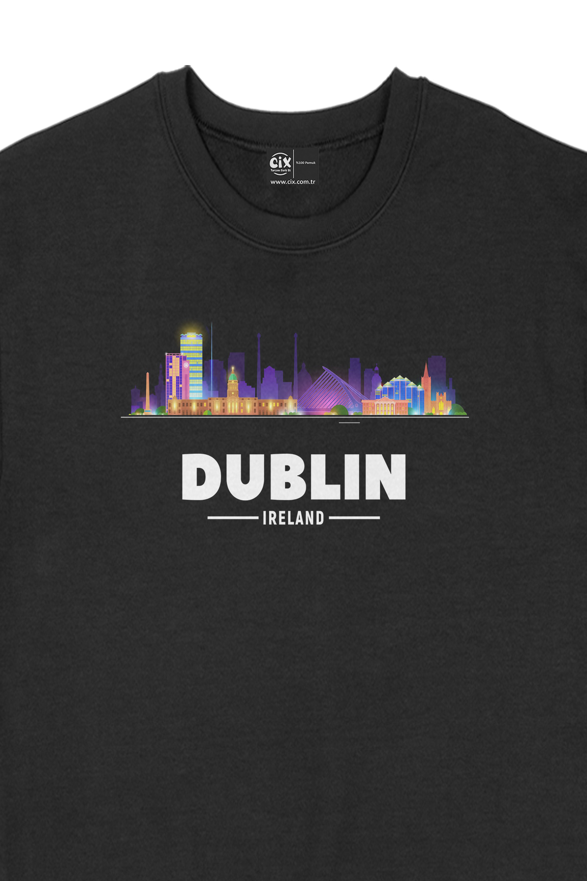 Dublin İrlanda Manzaralı Siyah Sweatshirt