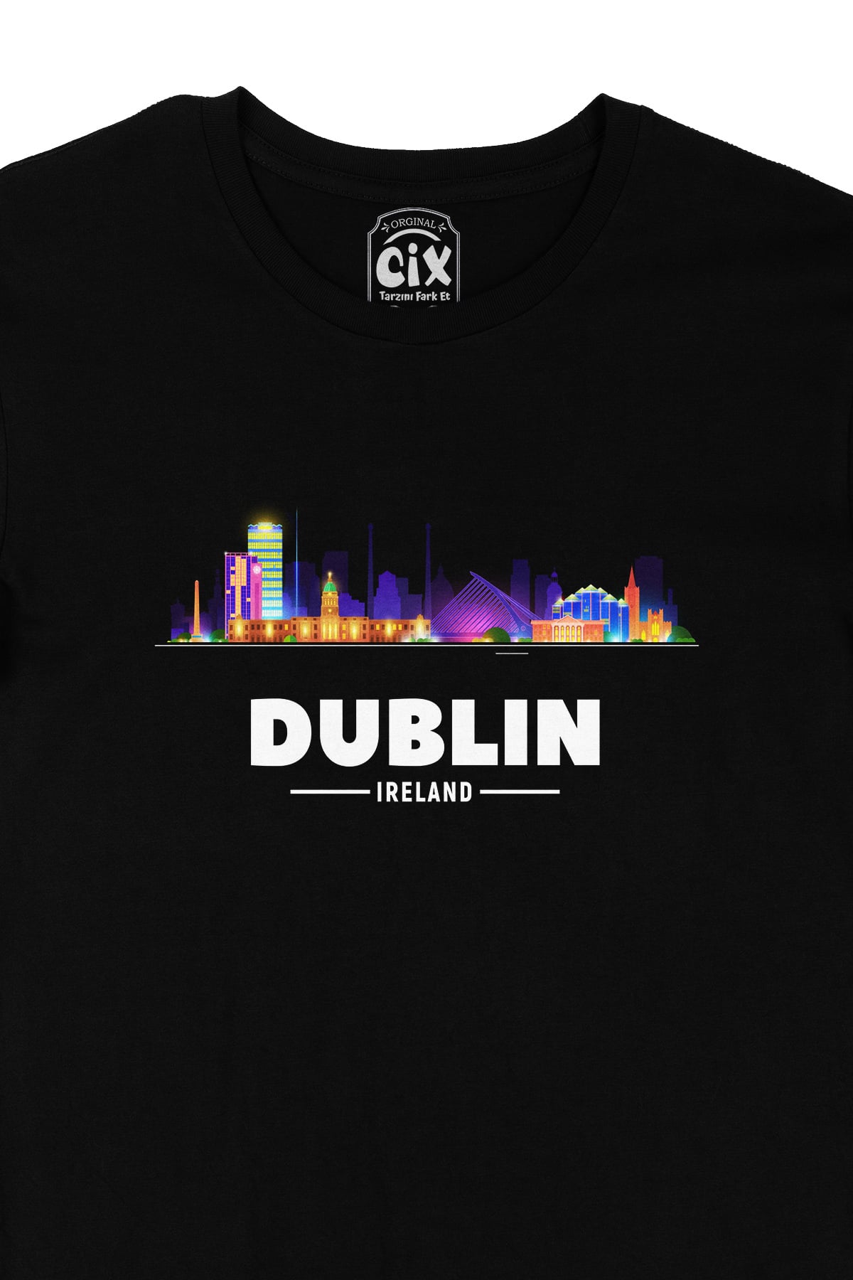 Dublin İrlanda Manzaralı Siyah Tişört