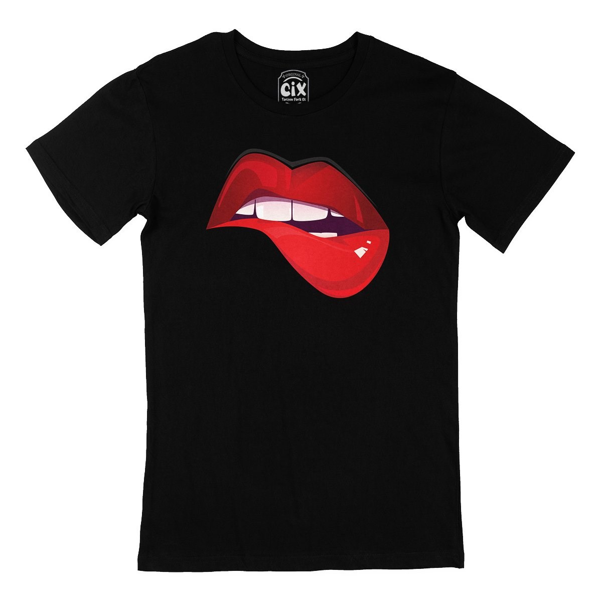 Estetik Dudak Siyah Tişört