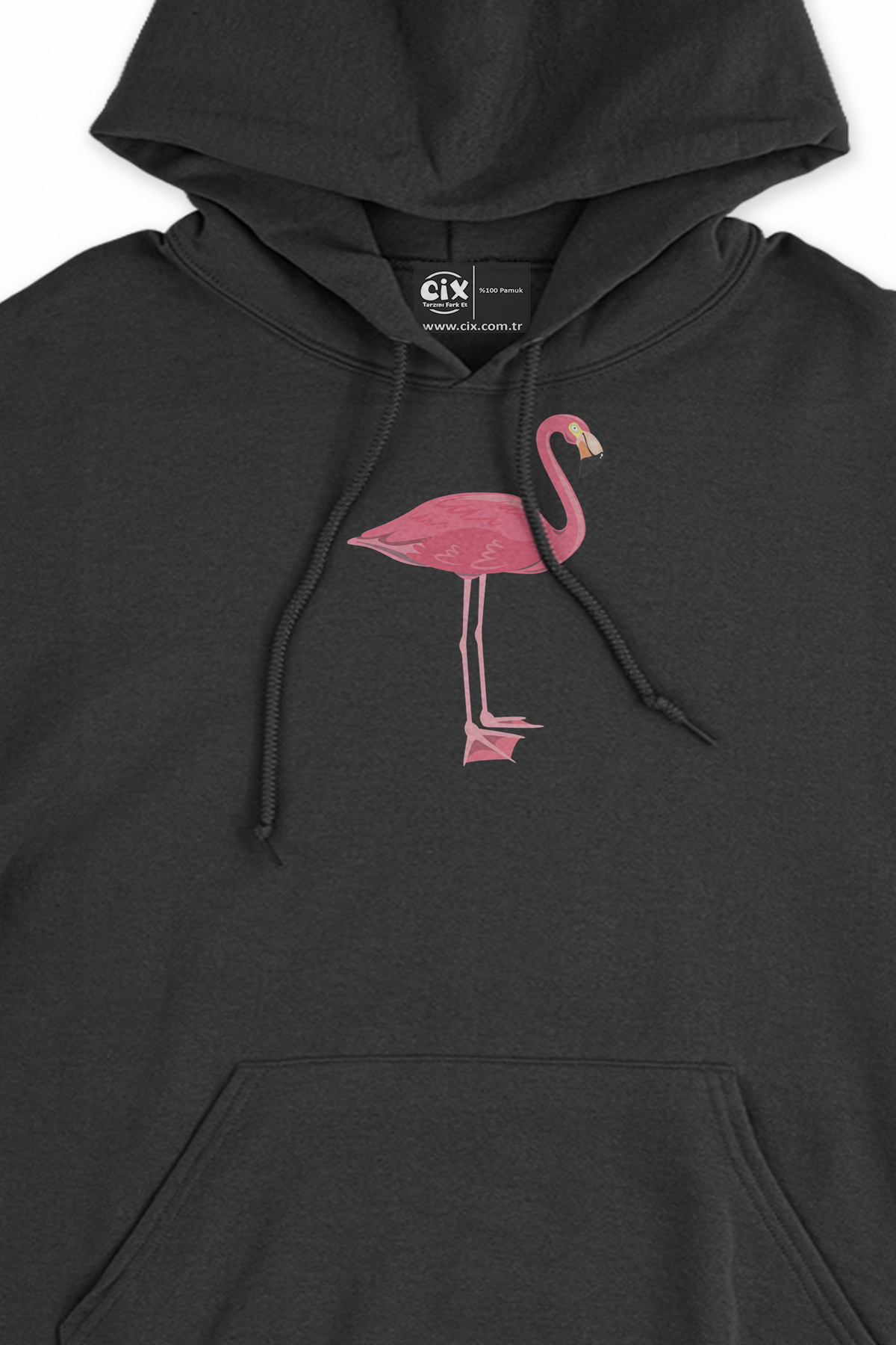 Filamingo Tasarım Siyah Sweatshirt Hoodie
