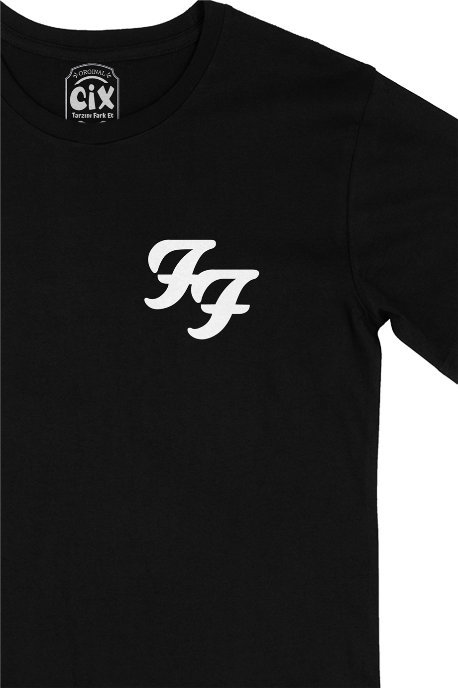 Foo Fighters Logo Cep Logo Tasarımlı Siyah Tişört