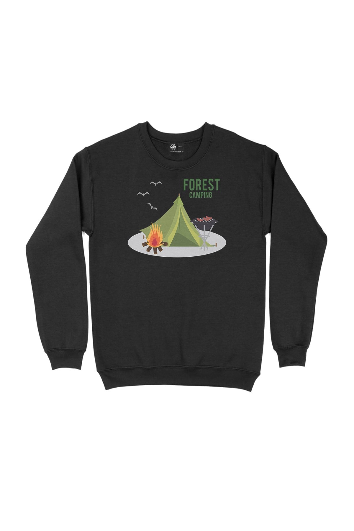 Forest Camping Siyah Sweatshirt
