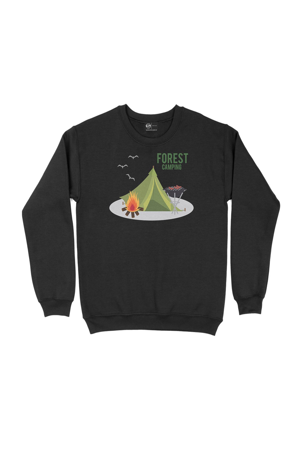 Forest Camping Siyah Sweatshirt