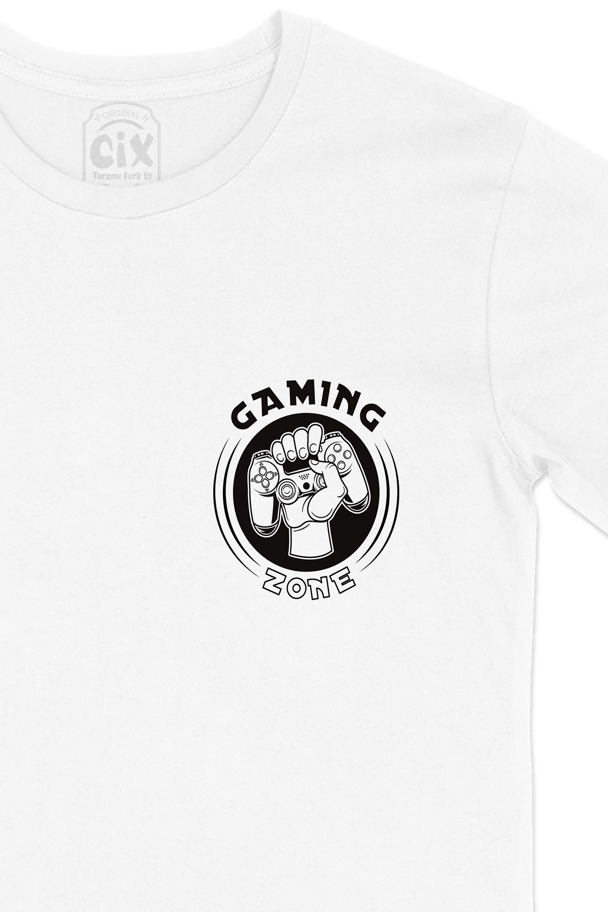 Game Zone Cep Logo Tasarımlı Beyaz Tişört