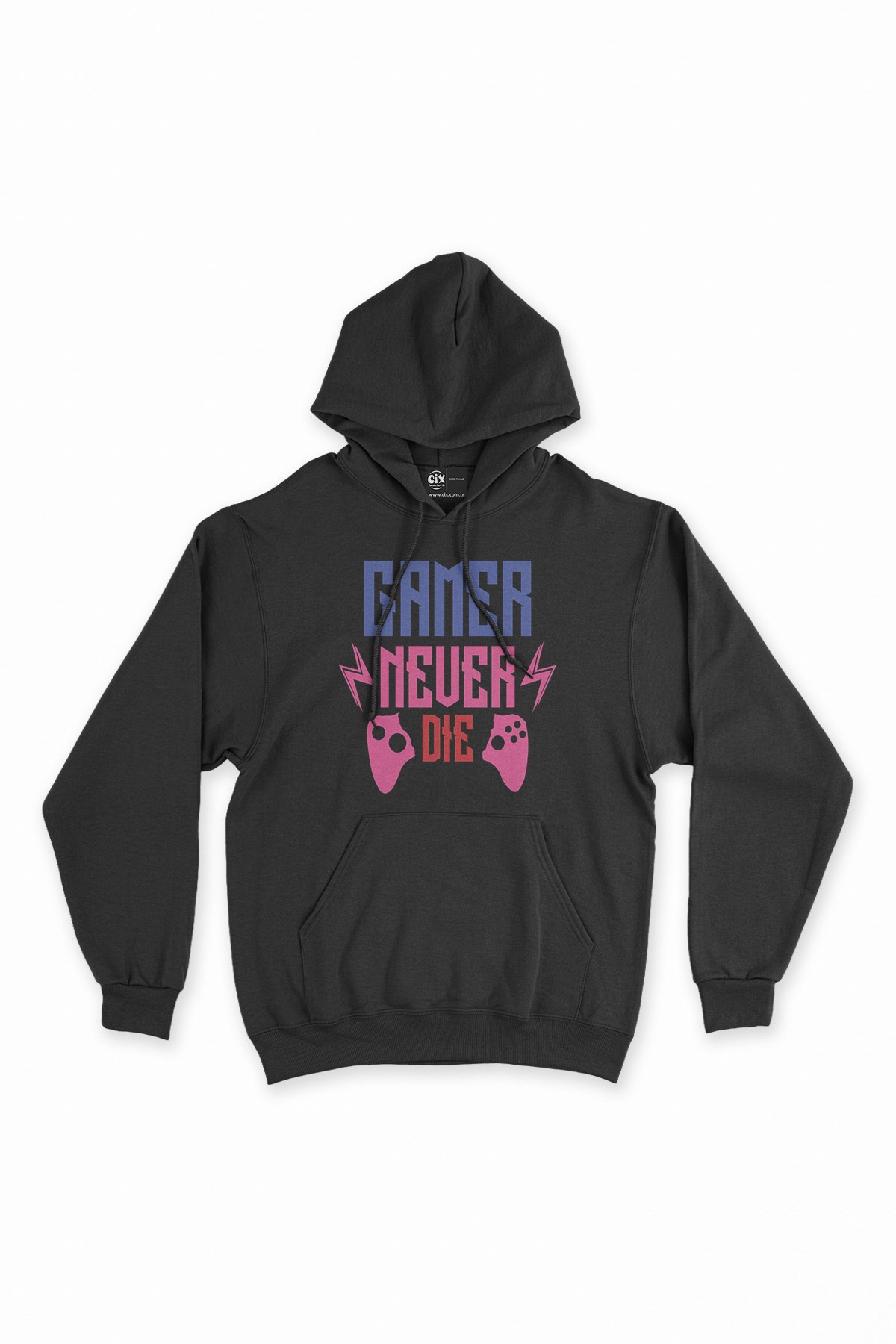 Gamer Never Die Siyah Kapşonlu Sweatshirt Hoodie