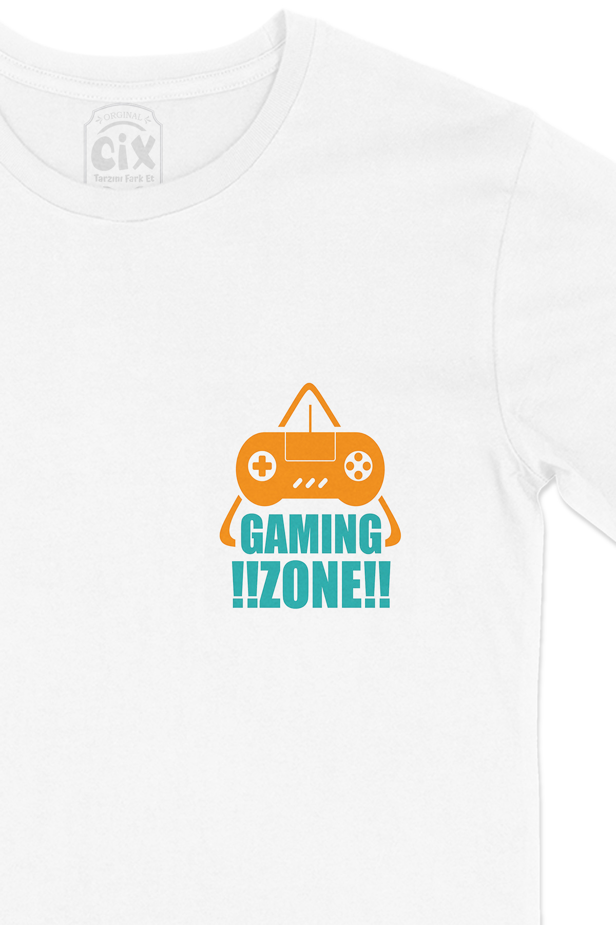 Gaming Zone Cep Logo Tasarımlı Beyaz Tişört