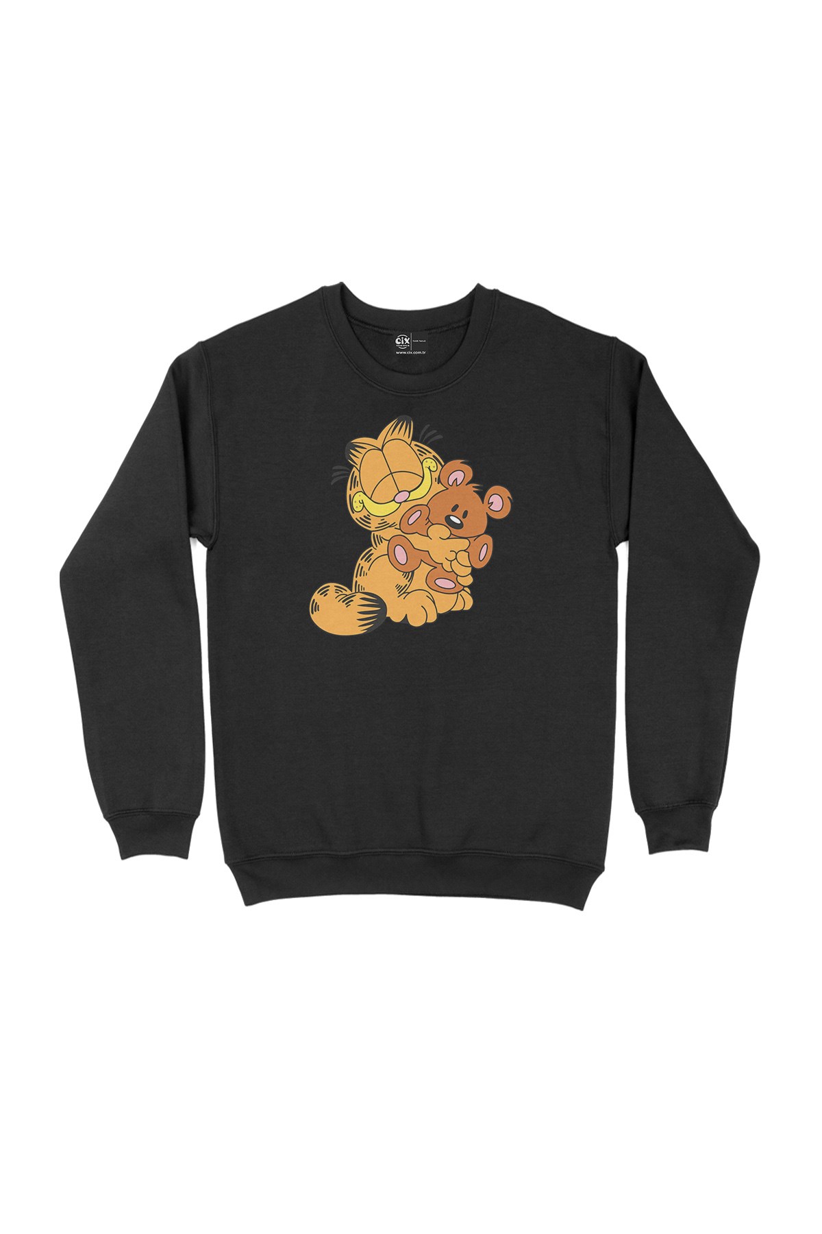 Garfield ve Ayıcık Siyah Sweatshirt
