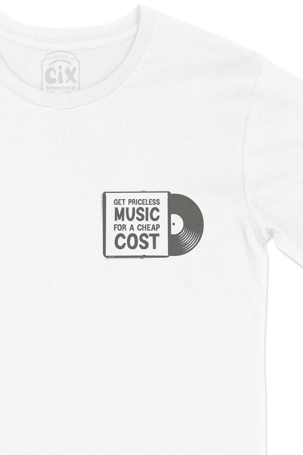 Get Priceless Music Cep Logo Tasarımlı Beyaz Tişört