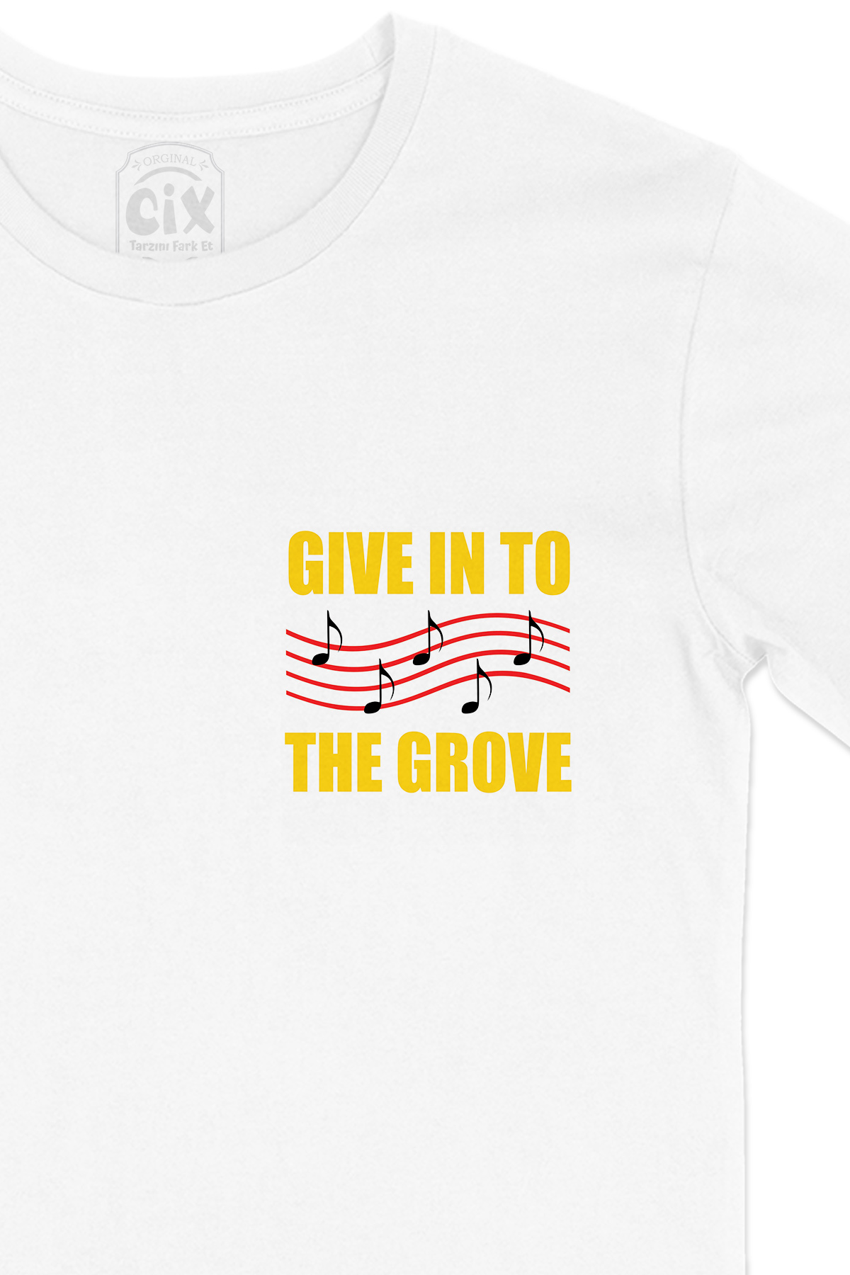 Give In To The Grove Cep Logo Tasarımlı Beyaz Tişört