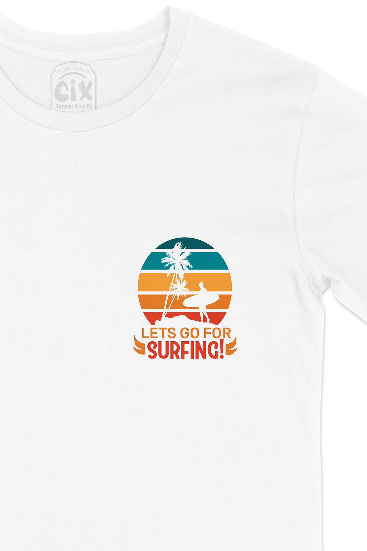 Go To Surf Cep Logo Tasarımlı Beyaz Tişört
