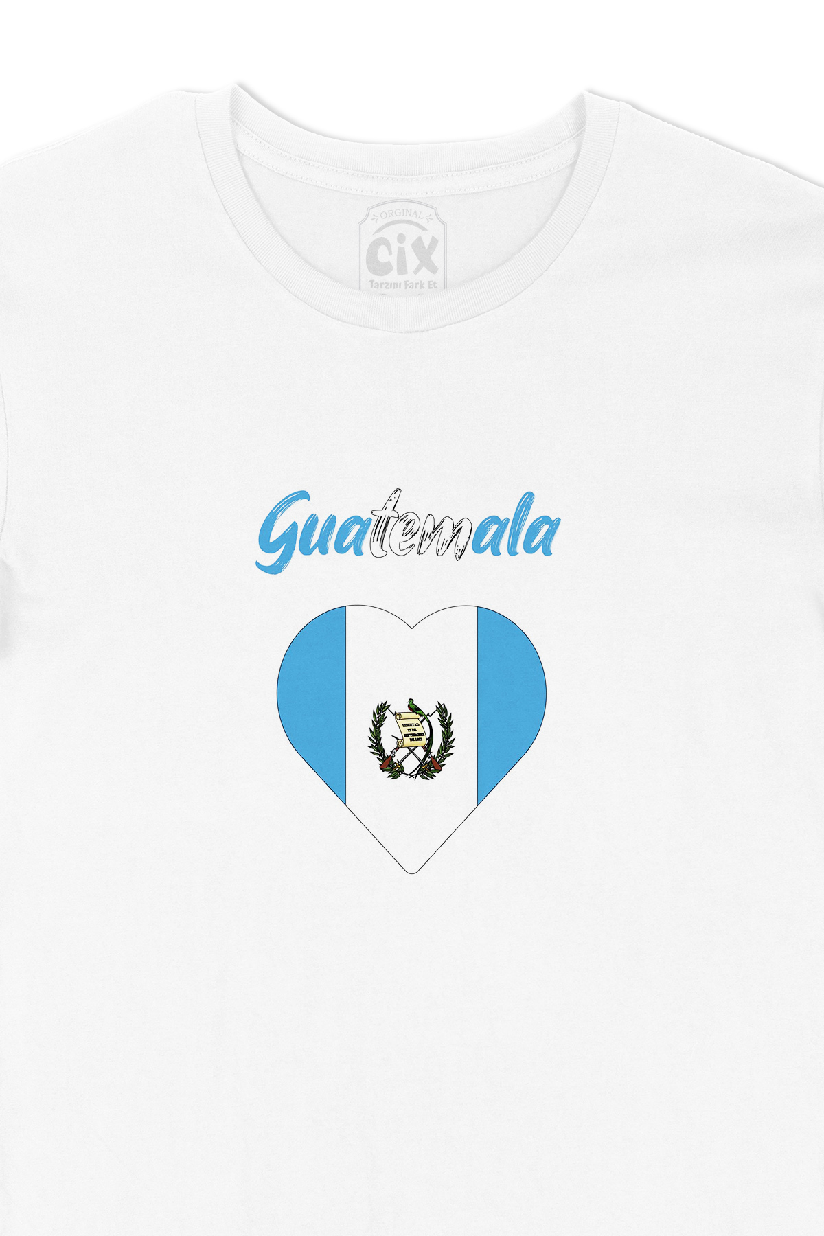 Guatemala Bayraklı Kalpli Tişört