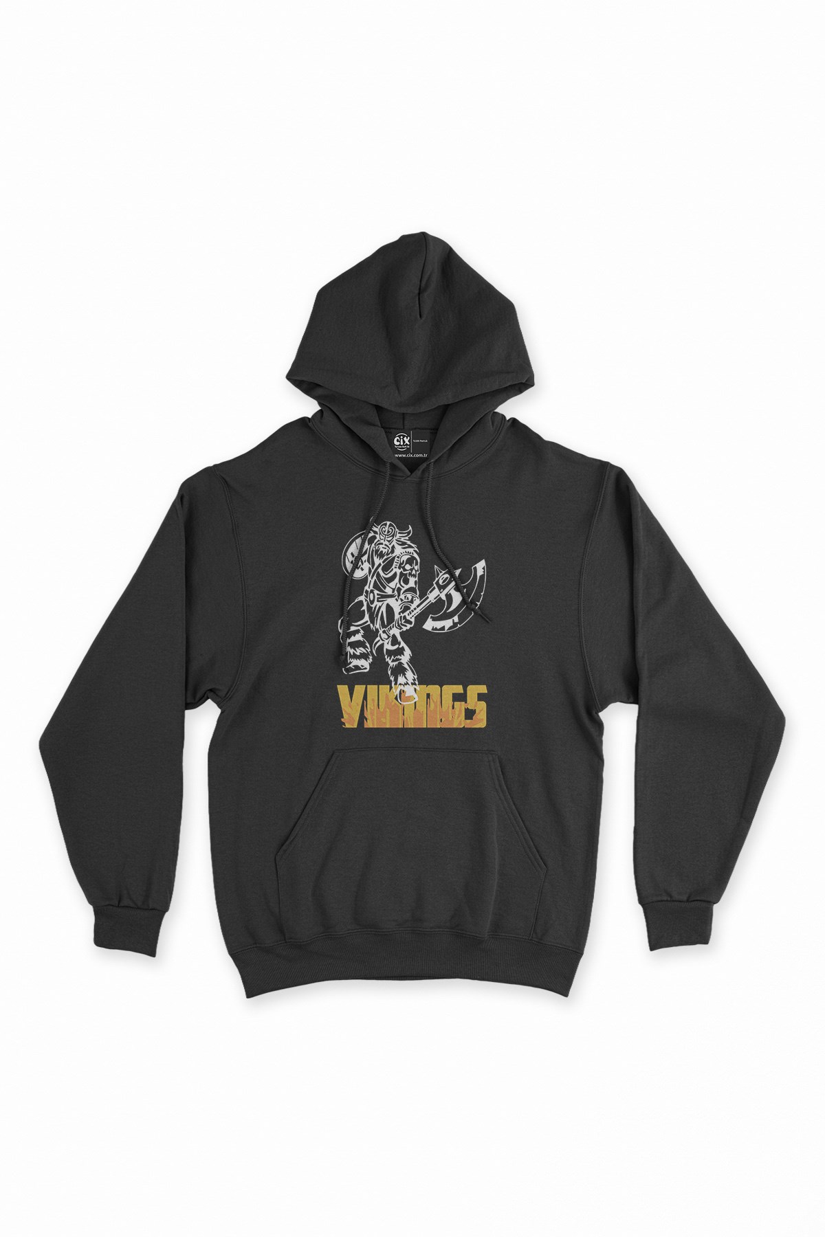 Güçlü Vikings Siyah Kapşonlu Sweatshirt Hoodie